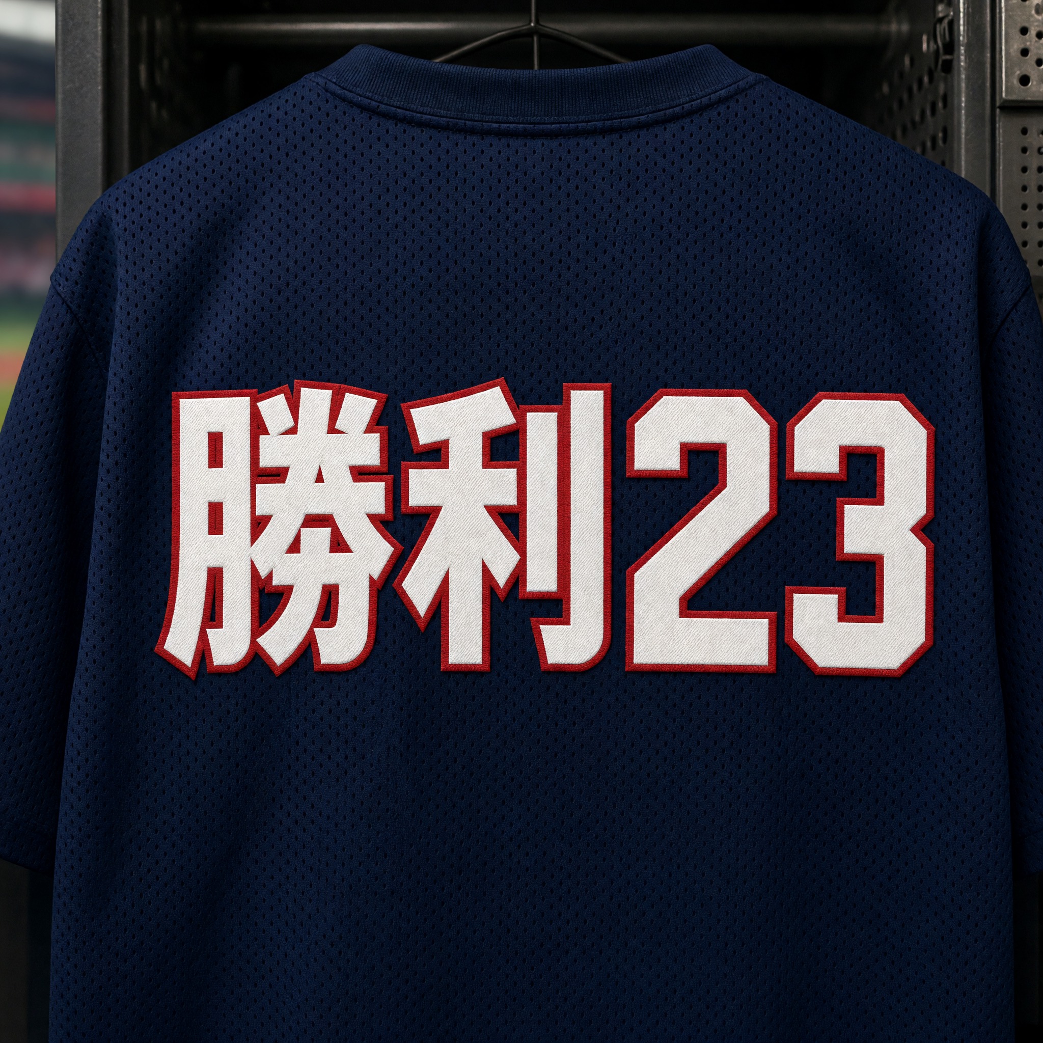 Grok Imagine で生成した 背番号 フォント AIフォント：文字「勝利23」