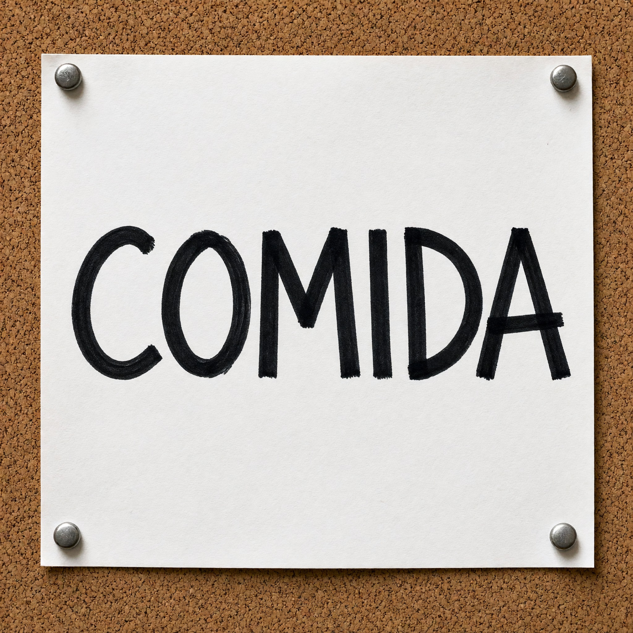 Fuente de IA Letra de plumón generada con Grok Imagine: la palabra COMIDA