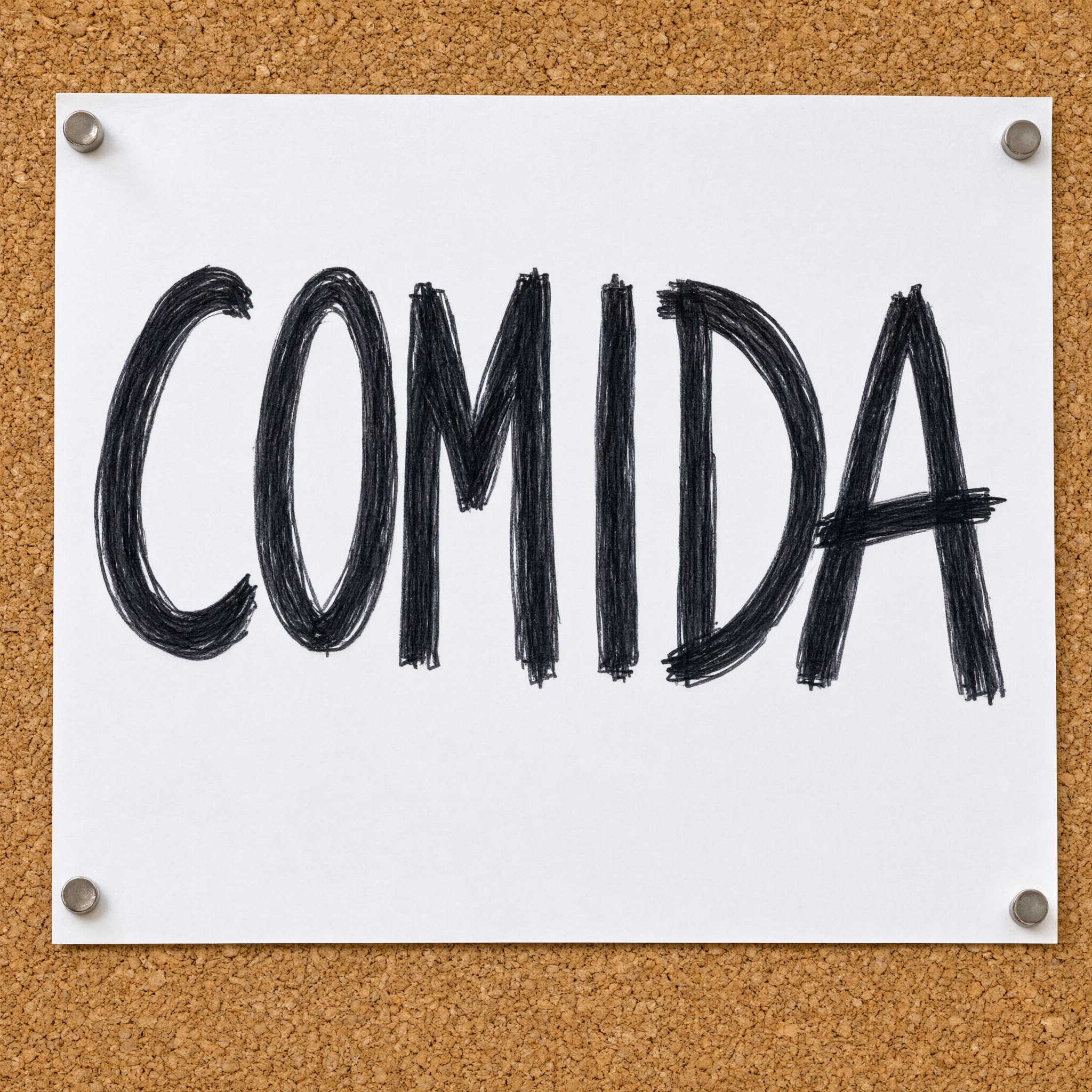 Fuente de IA Letra de plumón generada con Qwen-Image: la palabra COMIDA