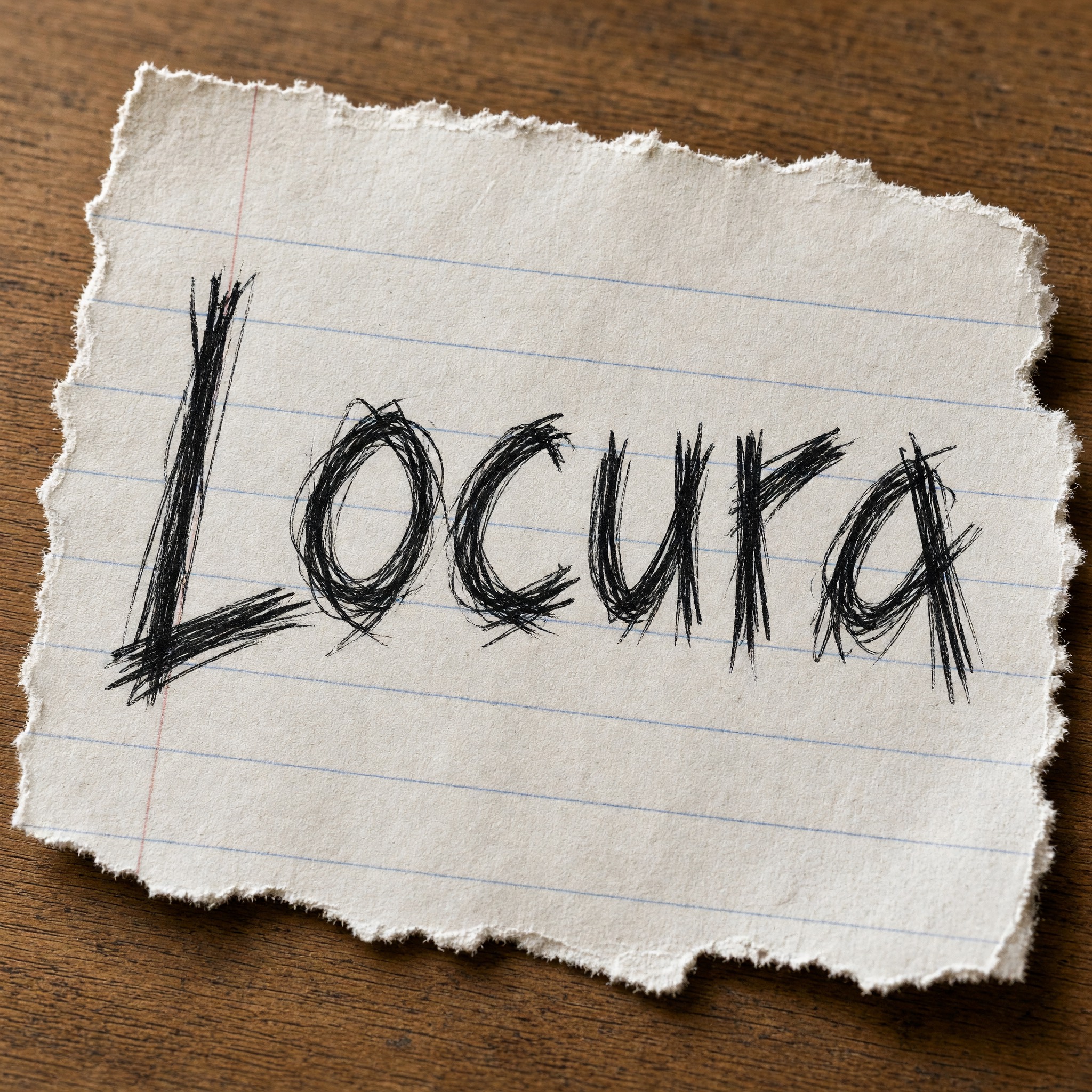 Fuente de IA Letra desordenada generada con Grok Imagine: la palabra Locura