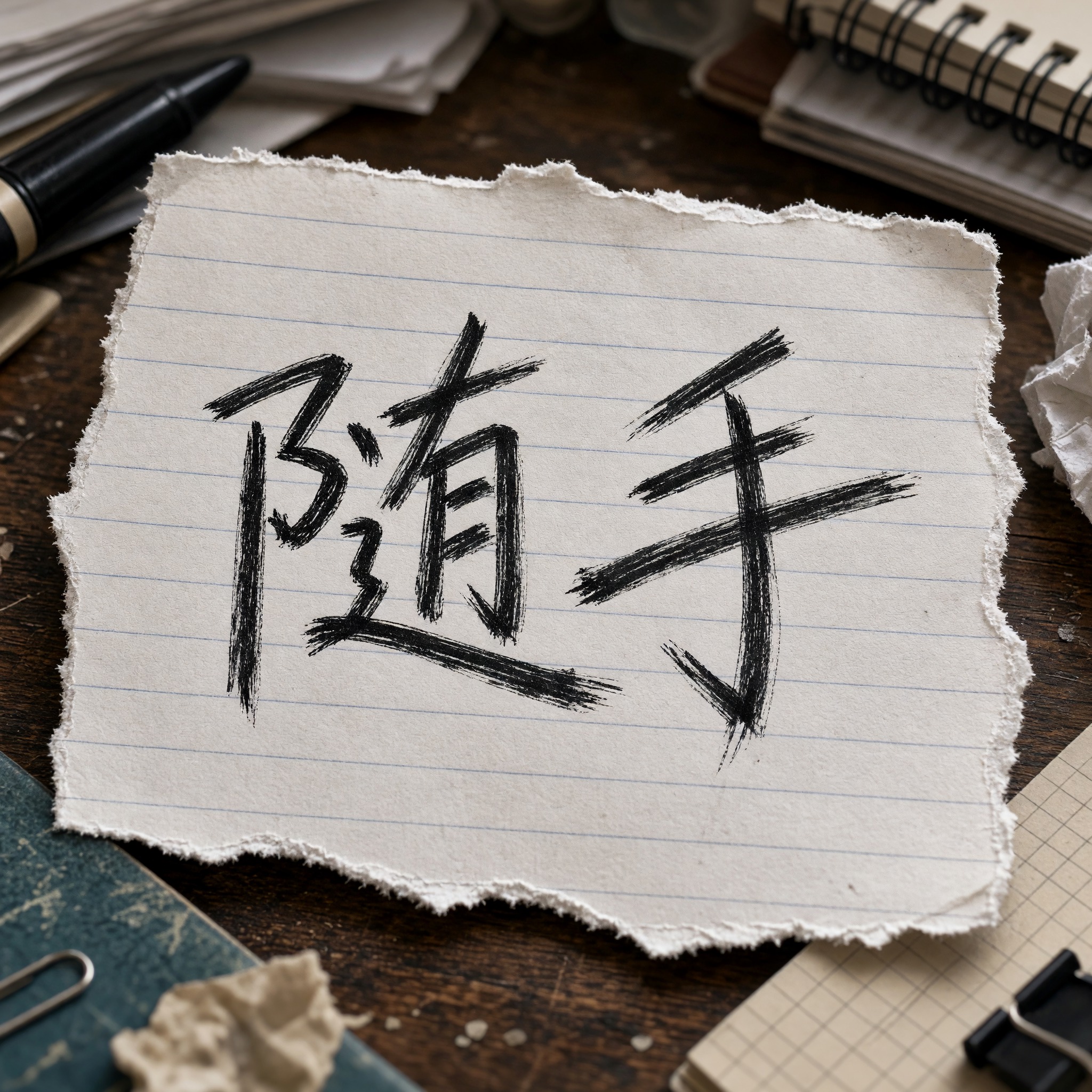 潦草手写字 AI 字体在 Grok Imagine 上的生成结果：文字 随手