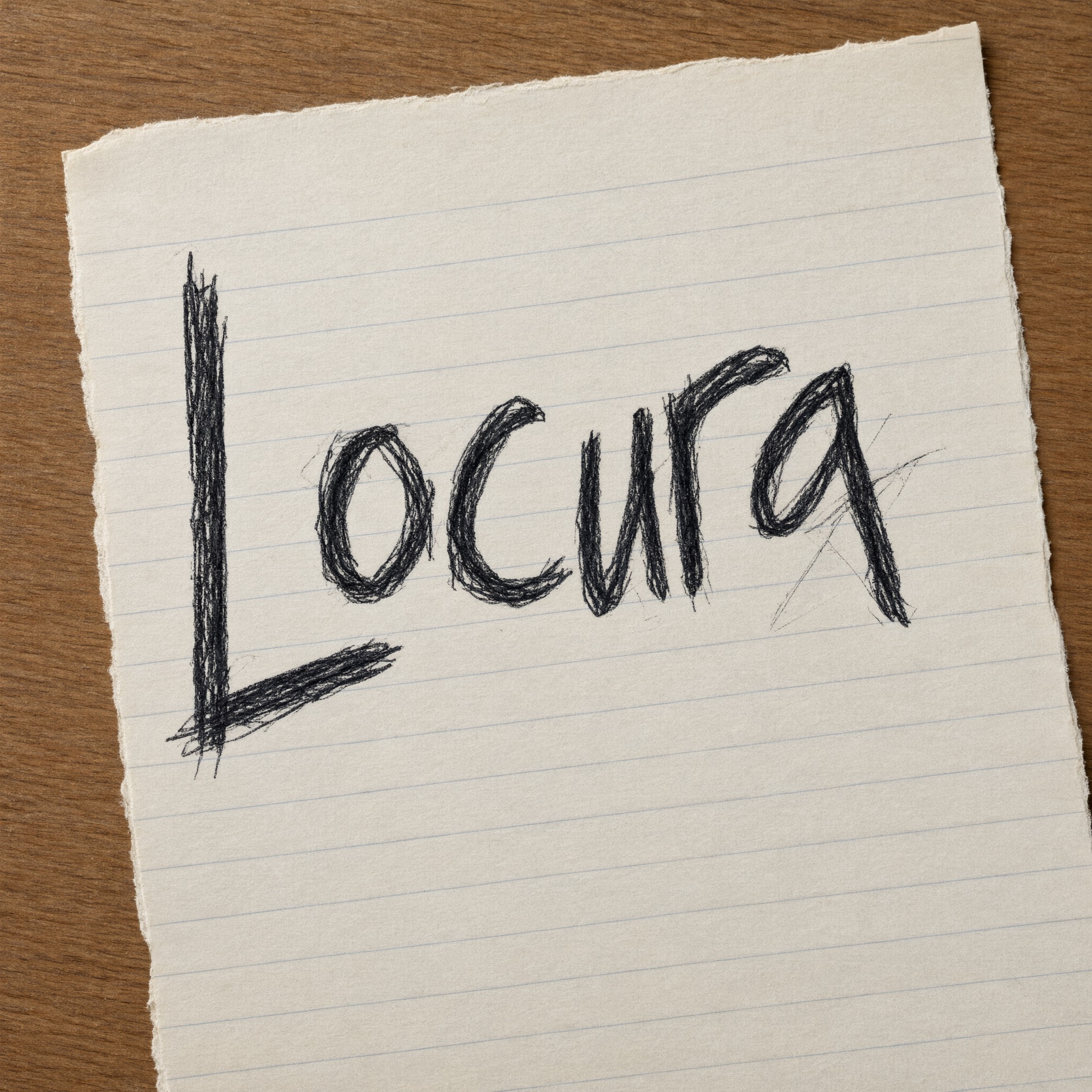 Fuente de IA Letra desordenada generada con Qwen-Image: la palabra Locura