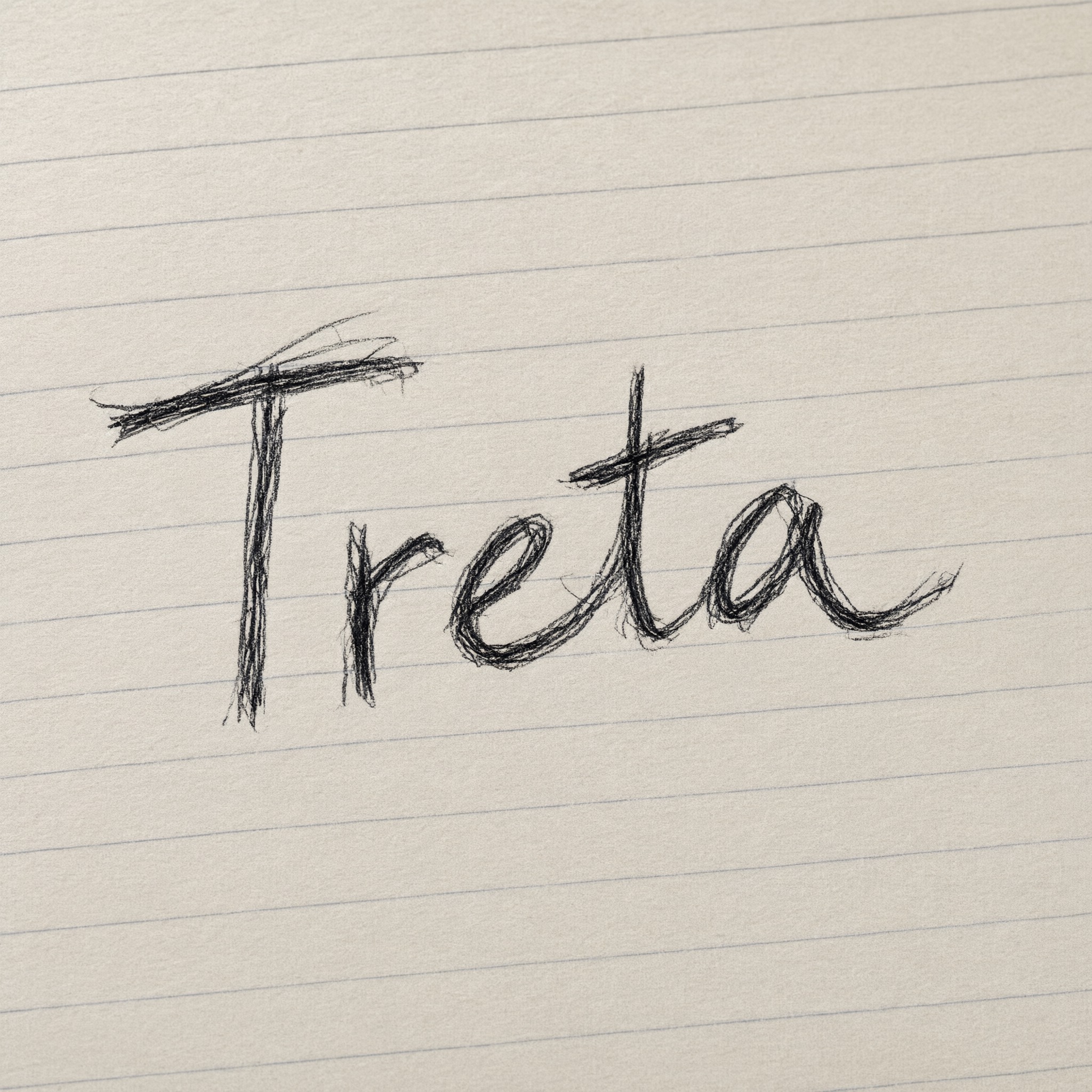 Fonte de IA Letra bagunçada gerada no Qwen-Image: a palavra Treta