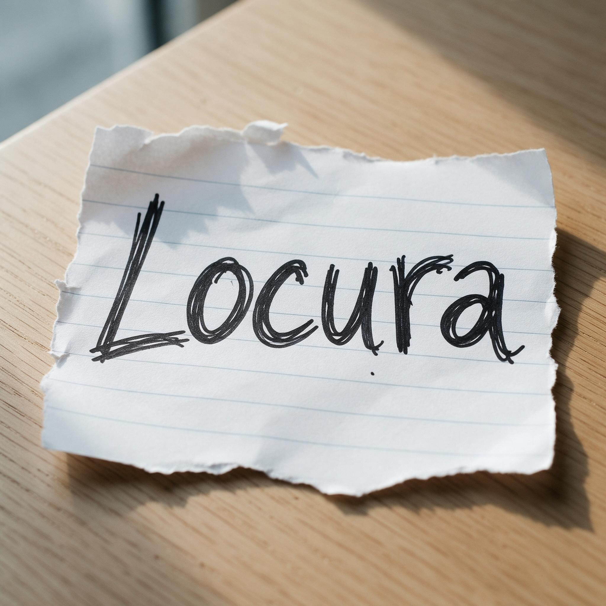 Fuente de IA Letra desordenada generada con Seedream: la palabra Locura