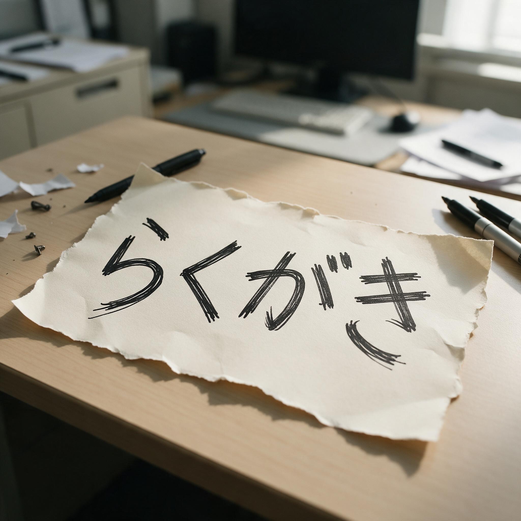 Seedream で生成した なぐり書き文字 AIフォント：文字「らくがき」