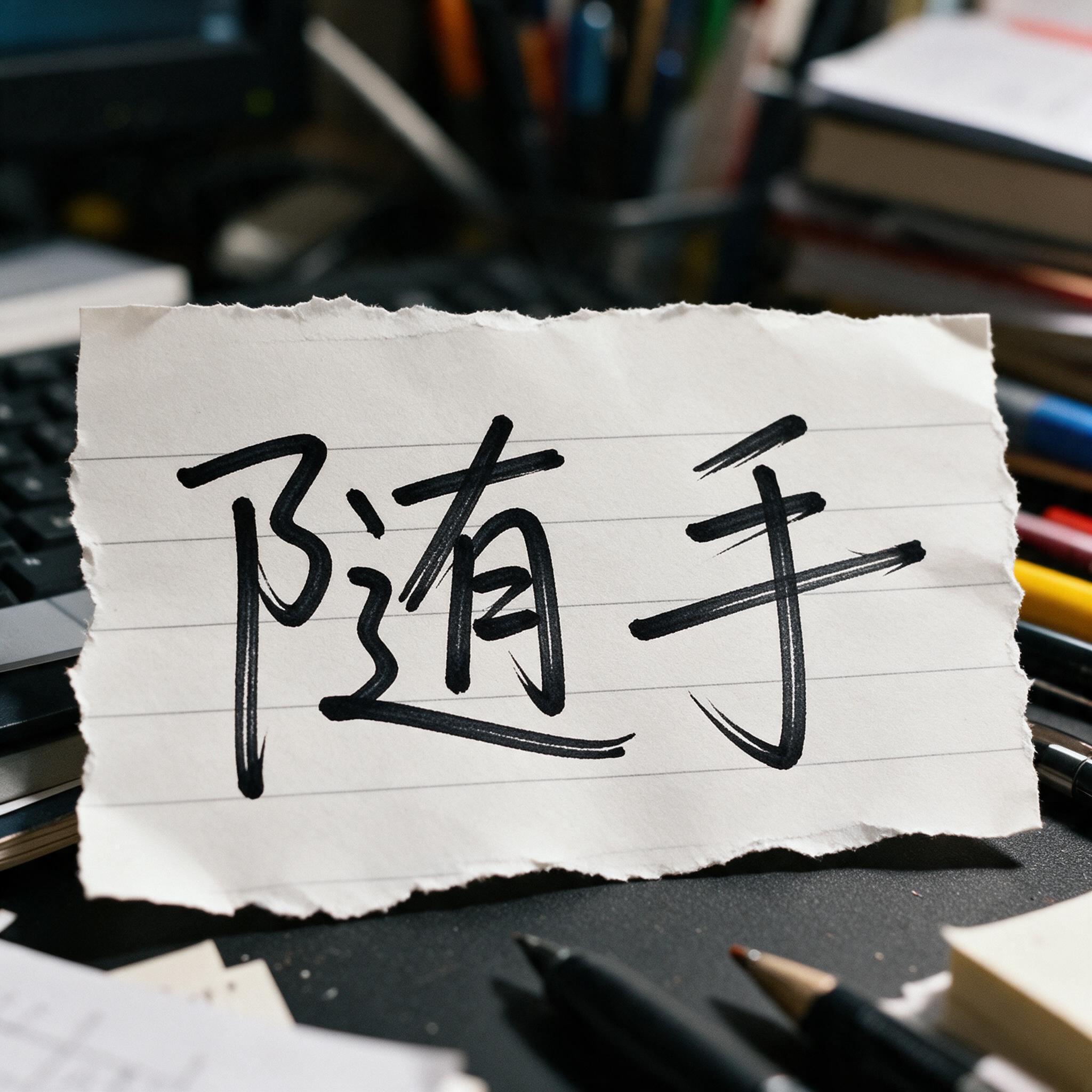 潦草手写字 AI 字体在 Seedream 上的生成结果：文字 随手