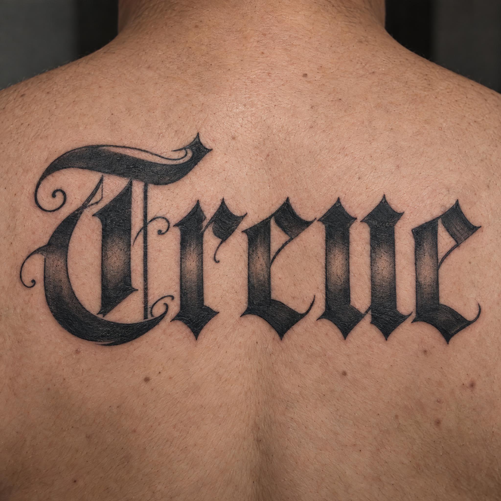 Altdeutsche Tattoo-Schrift KI-Schrift Beispielbild