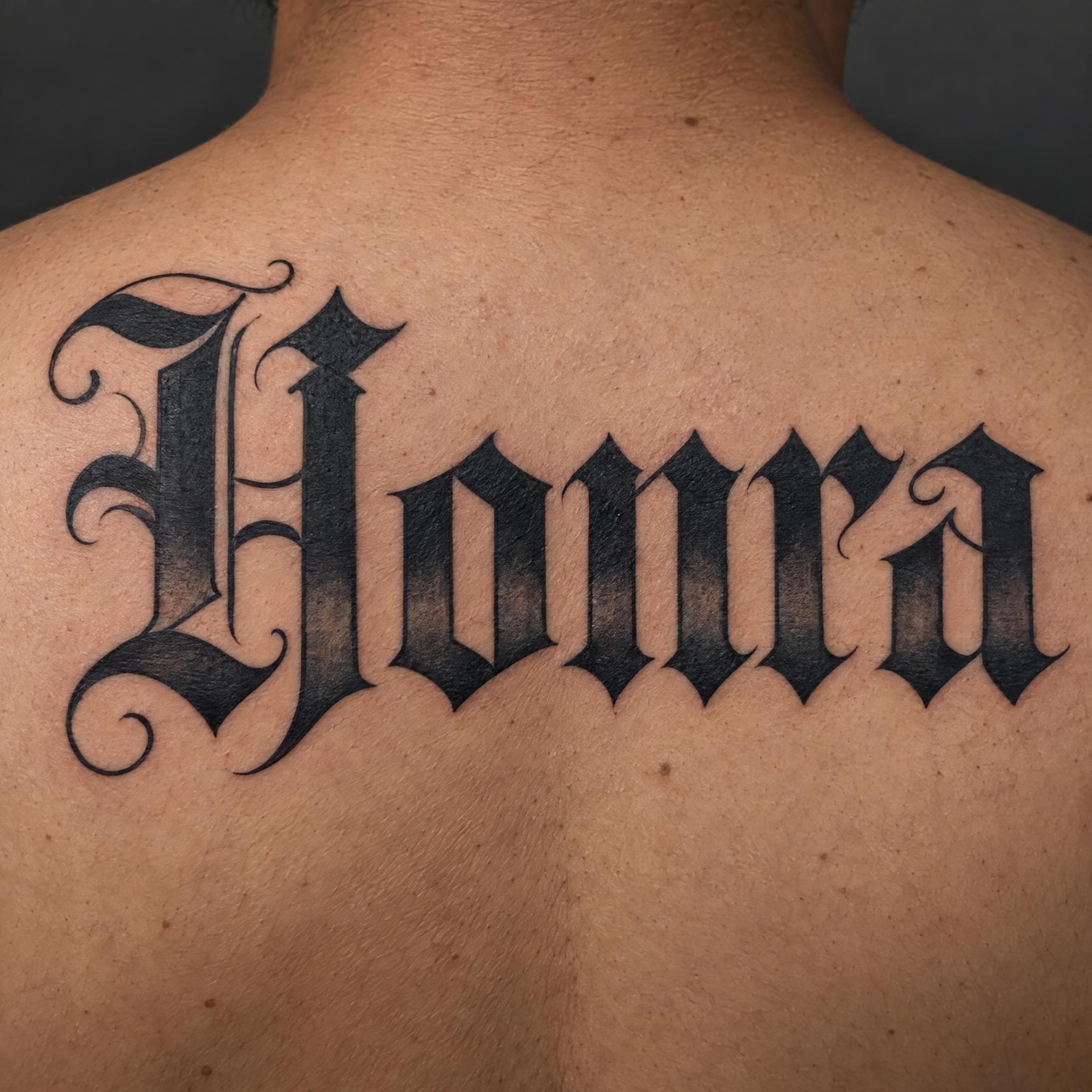 Imagem de exemplo da fonte de IA Letra gótica para tatuagem