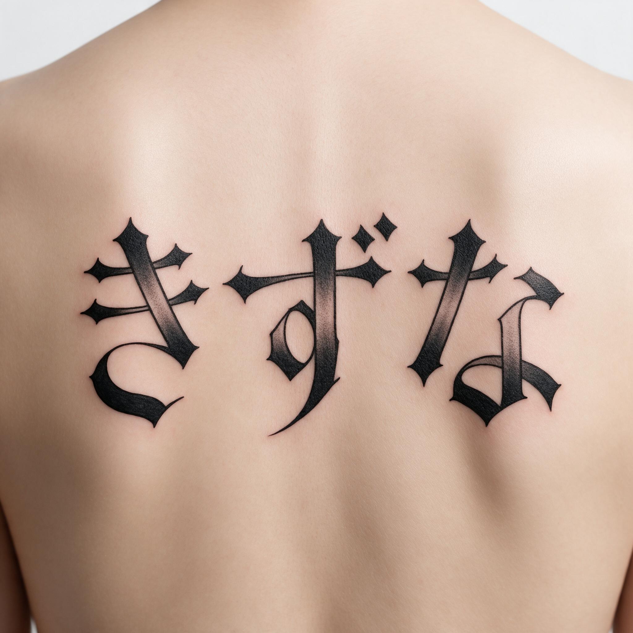 Seedream で生成した オールドイングリッシュ タトゥー AIフォント：文字「きずな」