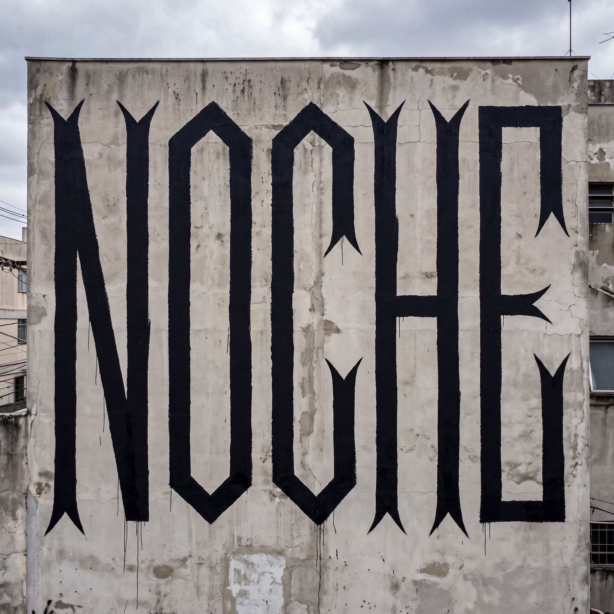 Fuente de IA Letras de pichação generada con Nano Banana: la palabra NOCHE