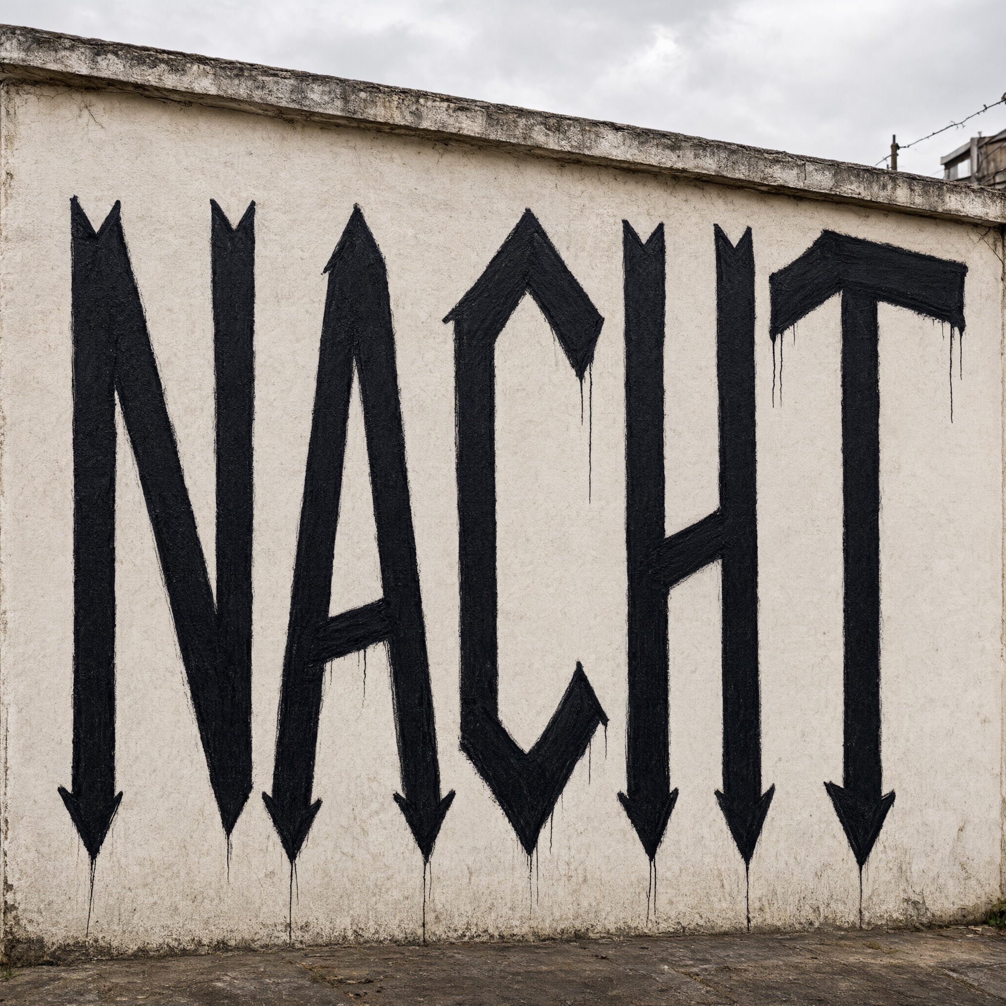 Pichação-Schrift KI-Schrift, erstellt mit Qwen-Image: das Wort NACHT