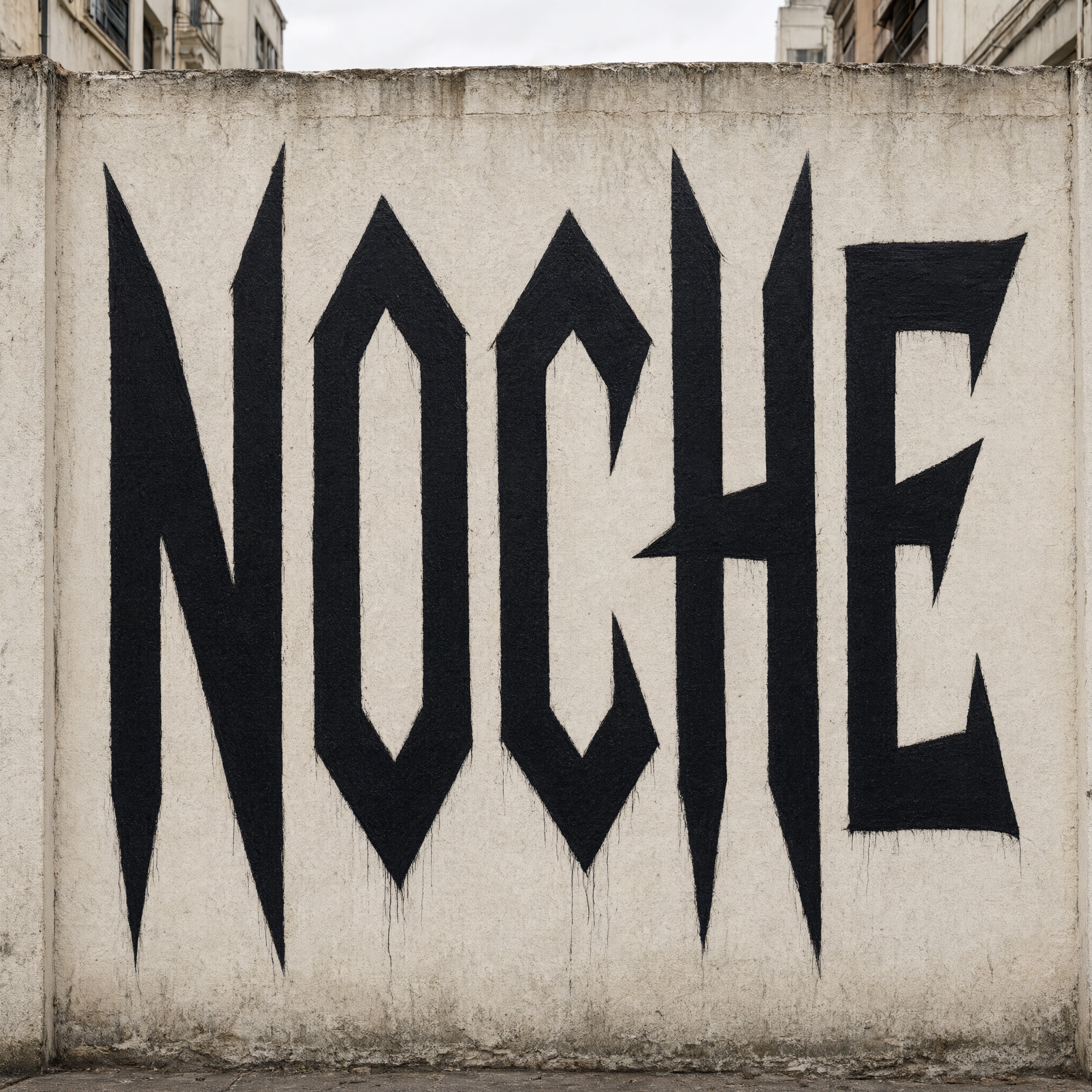 Fuente de IA Letras de pichação generada con Qwen-Image: la palabra NOCHE