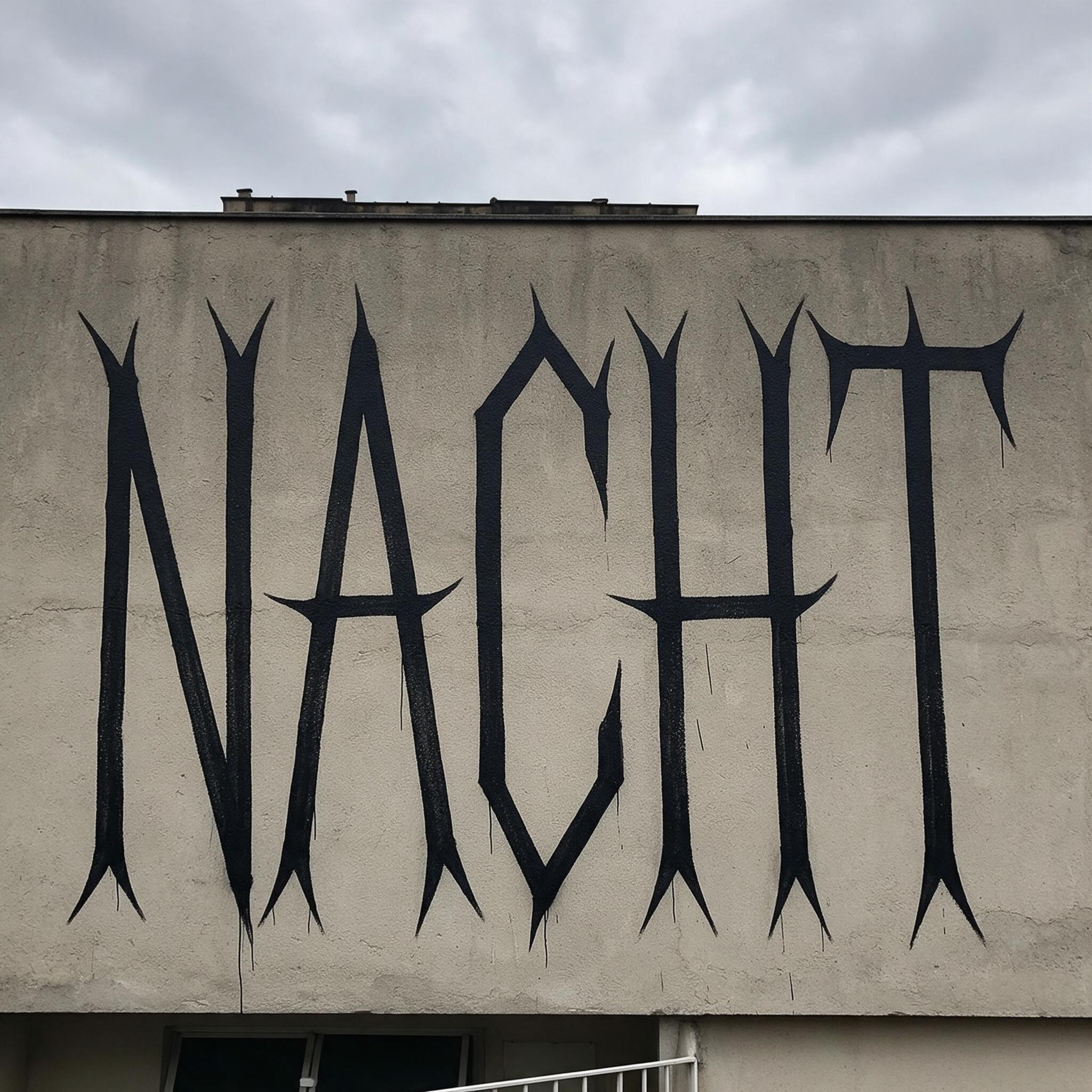 Pichação-Schrift KI-Schrift, erstellt mit Seedream: das Wort NACHT
