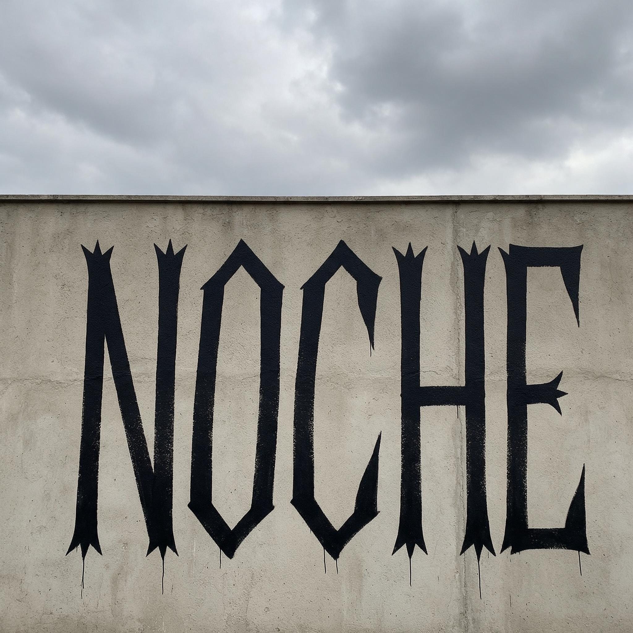 Fuente de IA Letras de pichação generada con Seedream: la palabra NOCHE