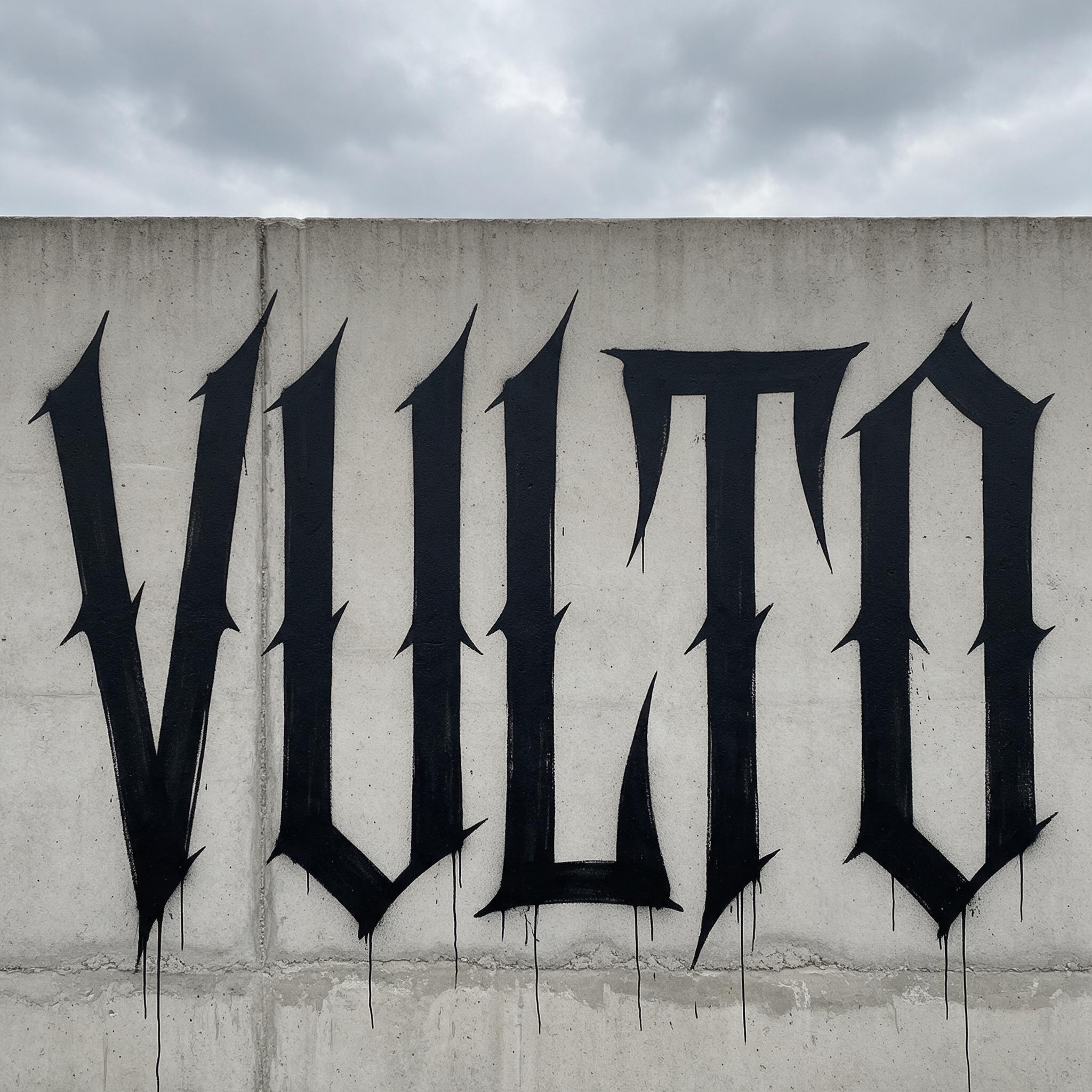 Fonte de IA Letras de pichação gerada no Seedream: a palavra VULTO