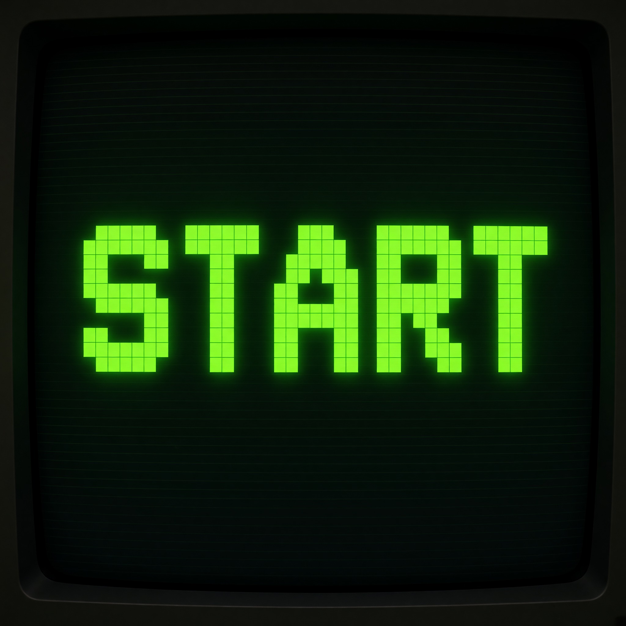 Pixel Font AI font generated with Grok Imagine: the word START