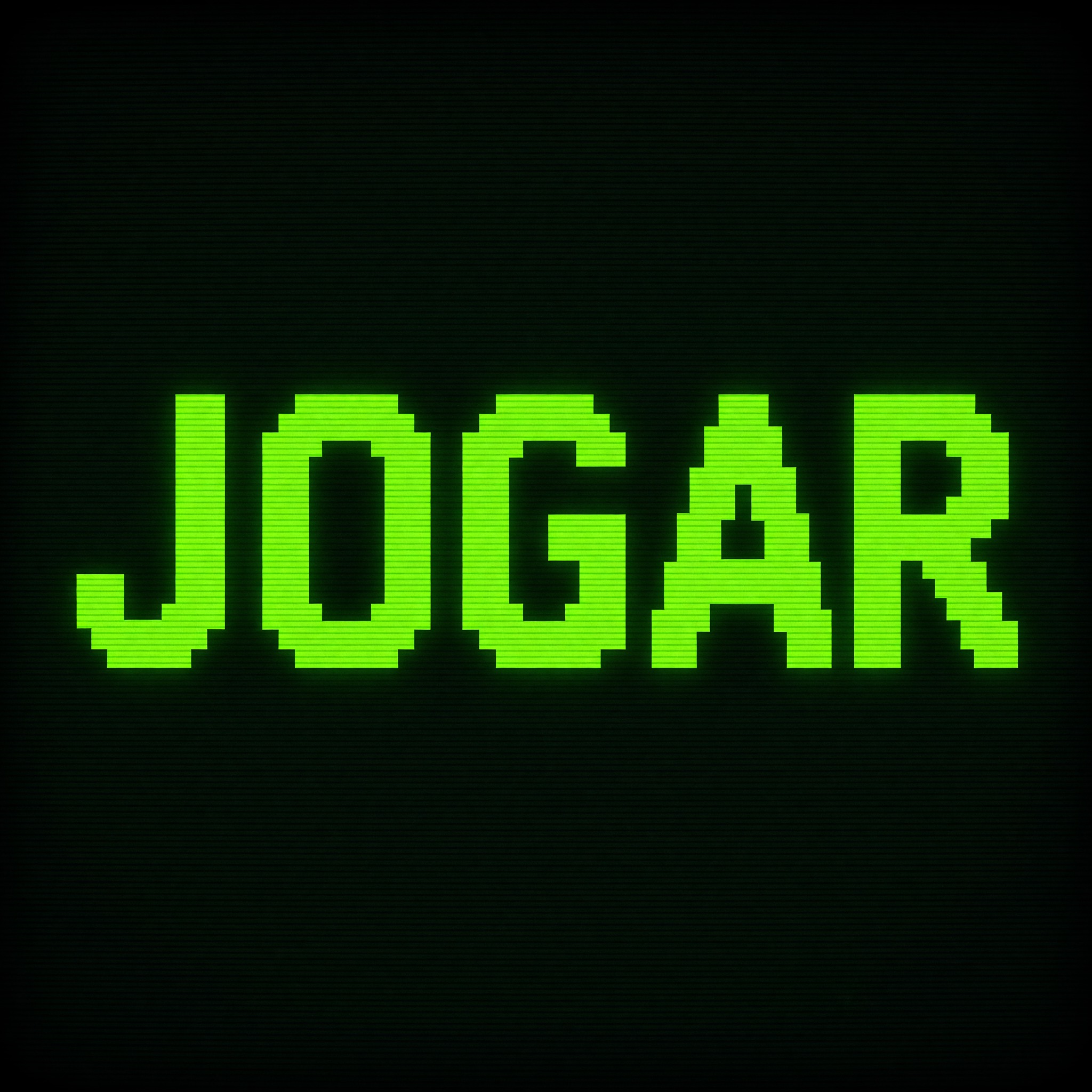 Fonte de IA Fonte pixel gerada no Grok Imagine: a palavra JOGAR