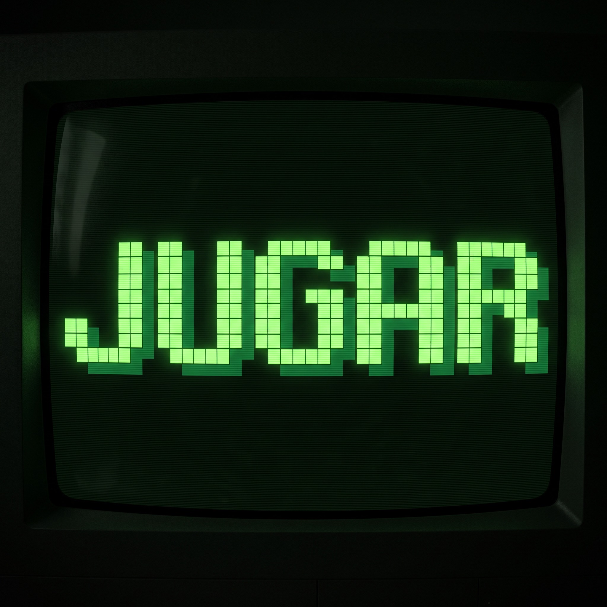 Fuente de IA Letra pixel generada con Nano Banana: la palabra JUGAR