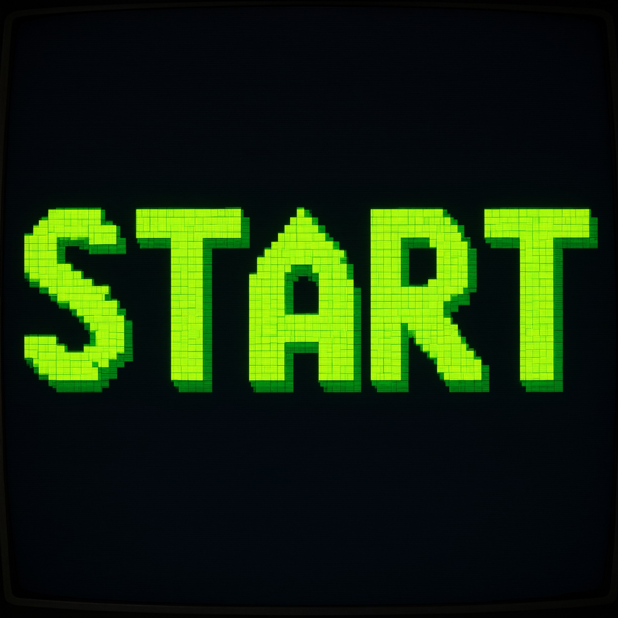 Pixel Font AI font generated with Qwen-Image: the word START