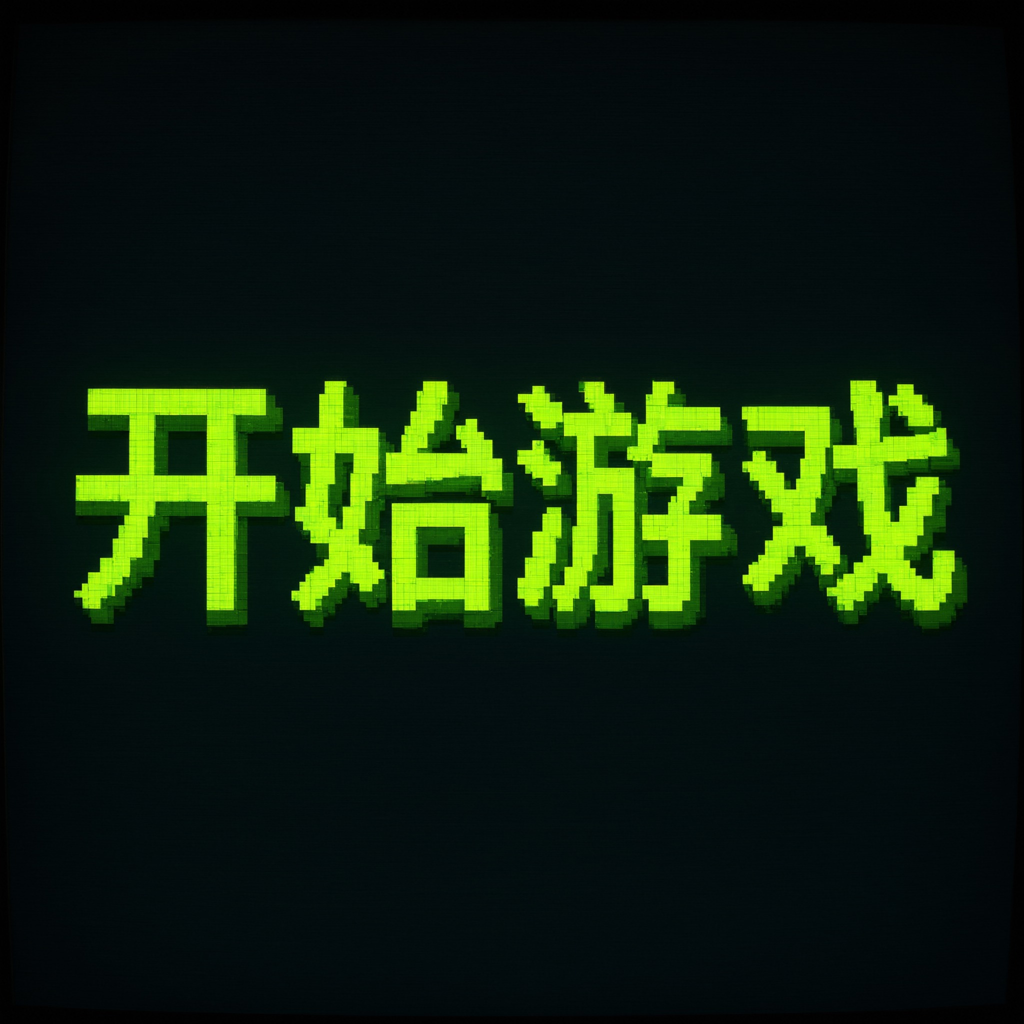 像素字体 AI 字体在 Qwen-Image 上的生成结果：文字 开始游戏