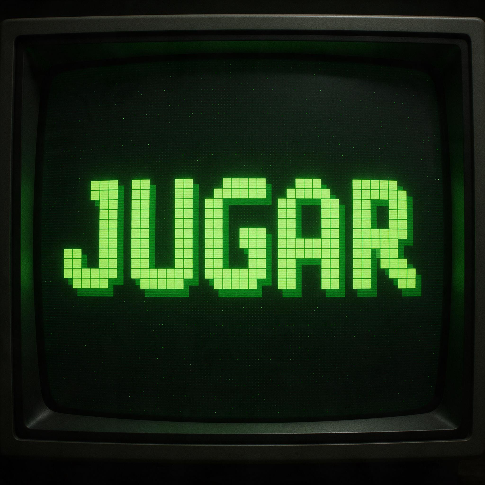 Fuente de IA Letra pixel generada con Seedream: la palabra JUGAR