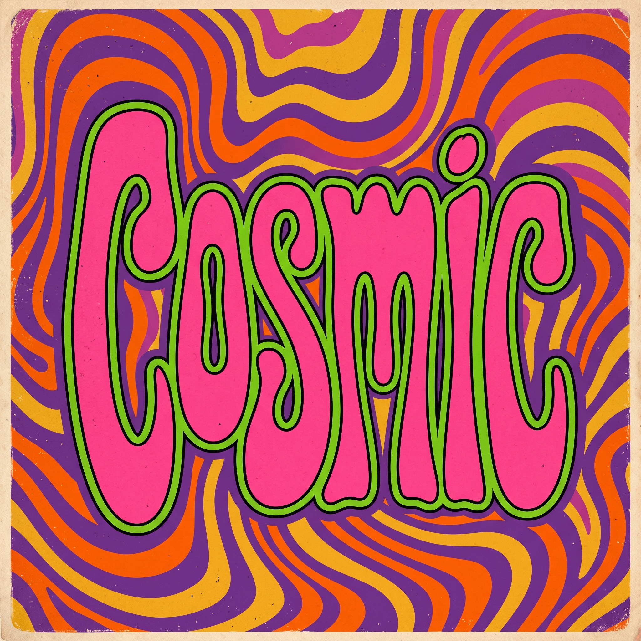 Psychedelic Font AI font generated with Nano Banana: the word Cosmic