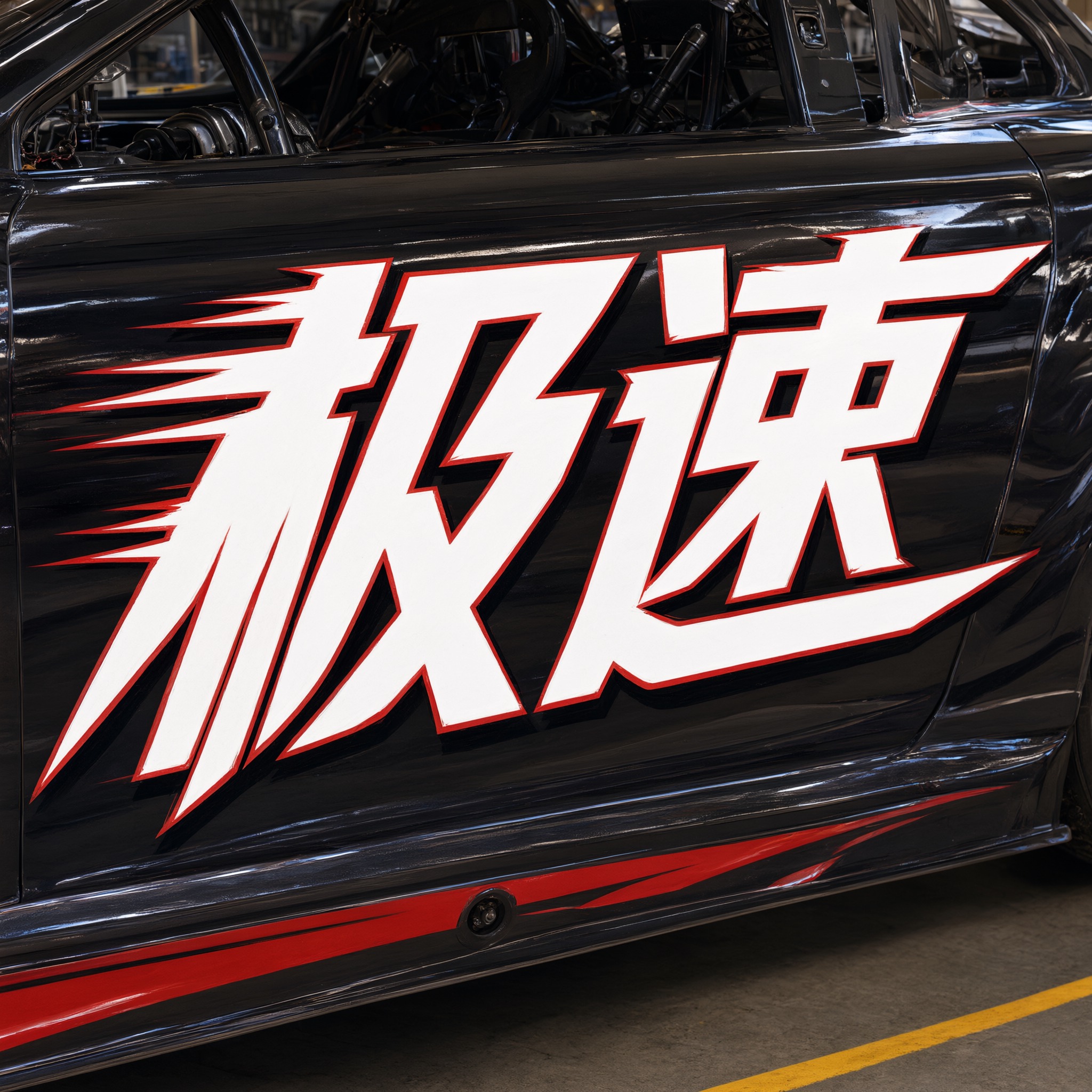 赛车字体 AI 字体在 Qwen-Image 上的生成结果：文字 极速