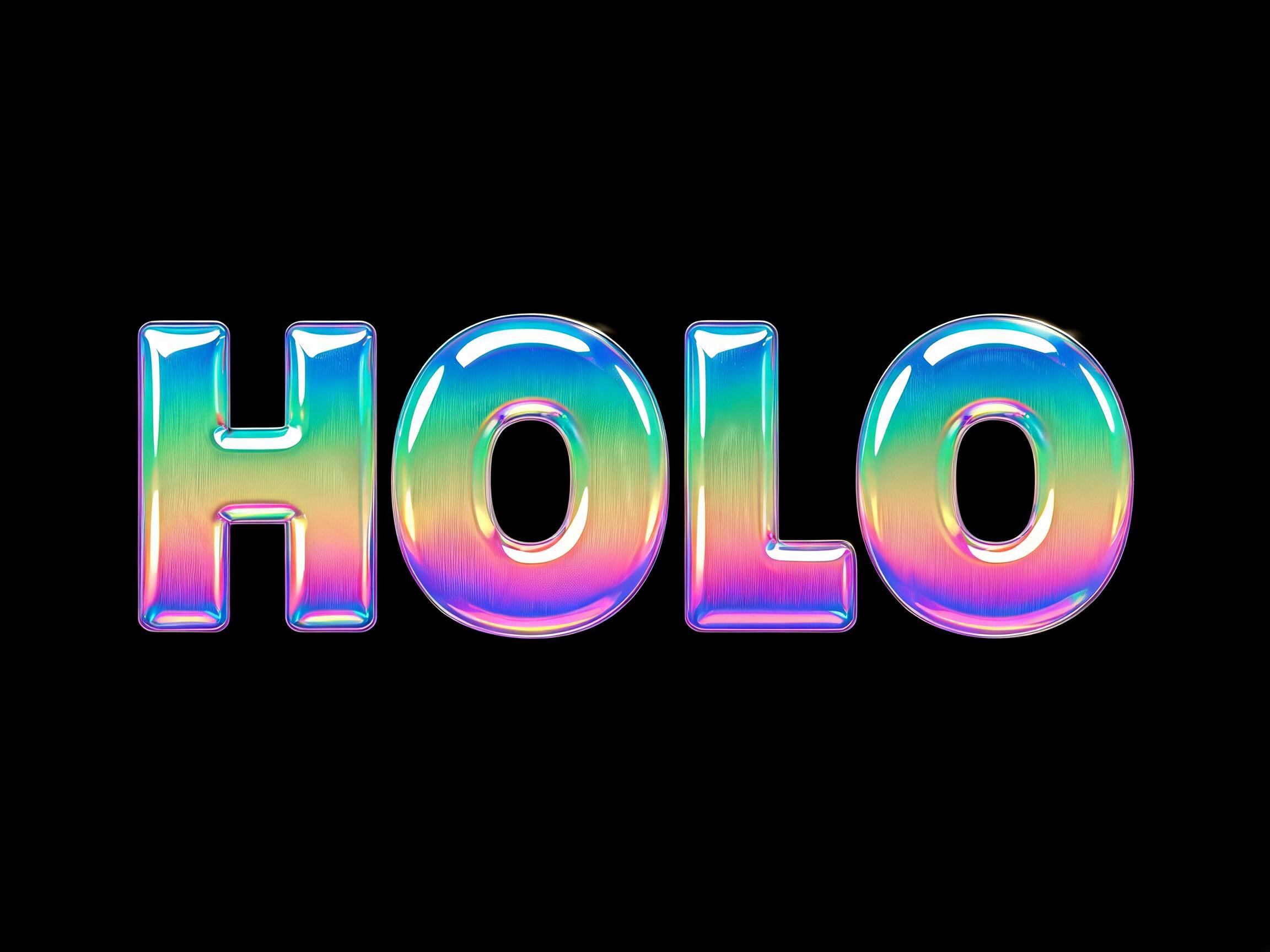 Rainbow Holographic AI font effect image