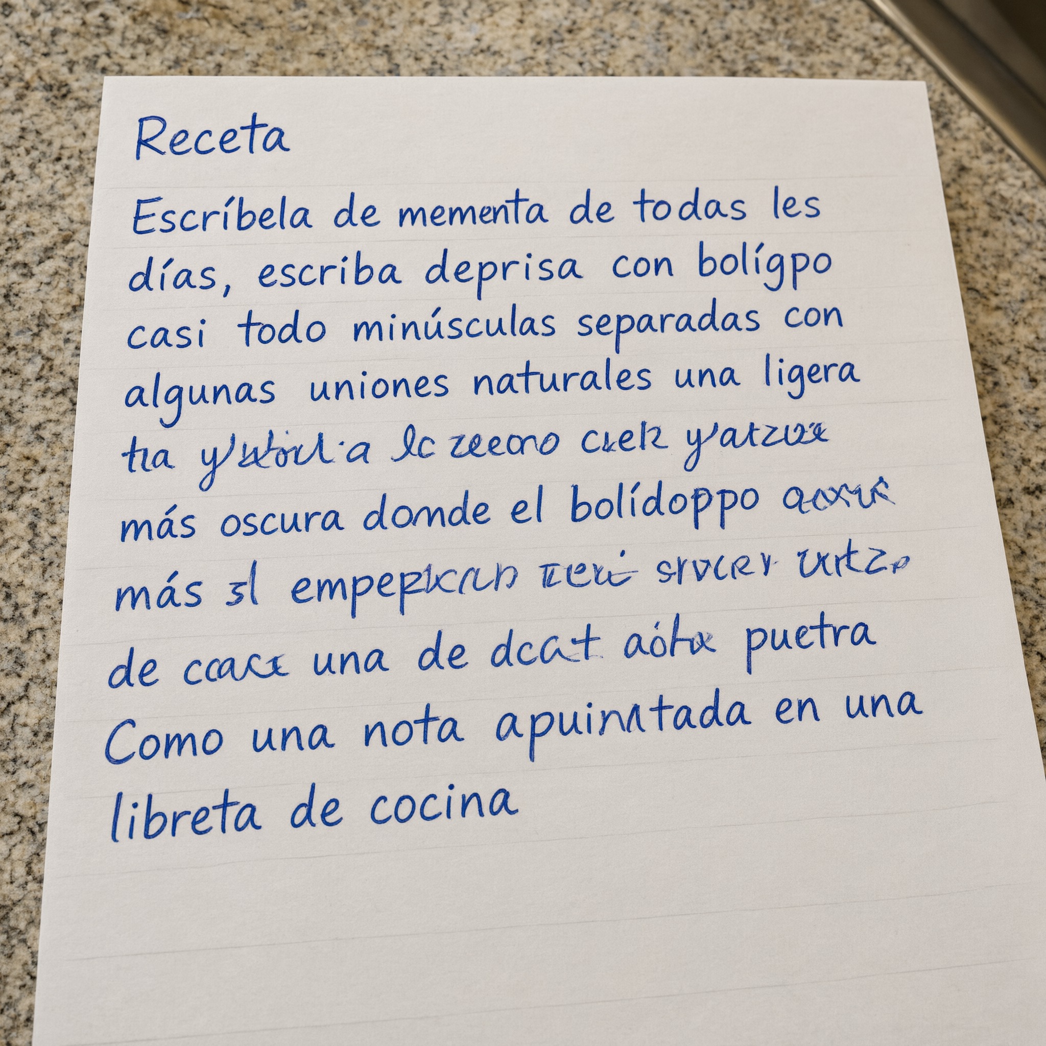 Fuente de IA Letra manuscrita realista generada con Qwen-Image: la palabra Receta