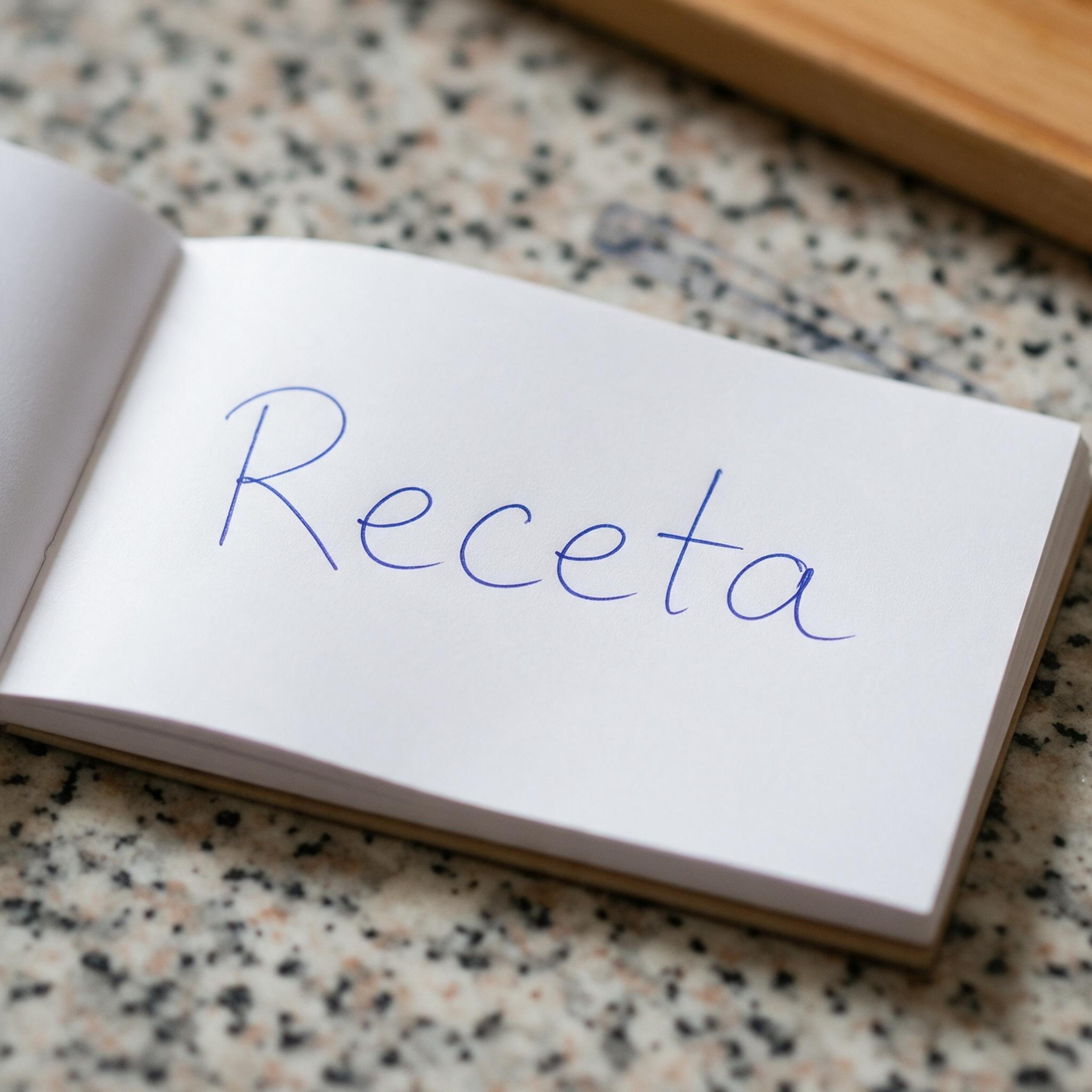 Fuente de IA Letra manuscrita realista generada con Seedream: la palabra Receta