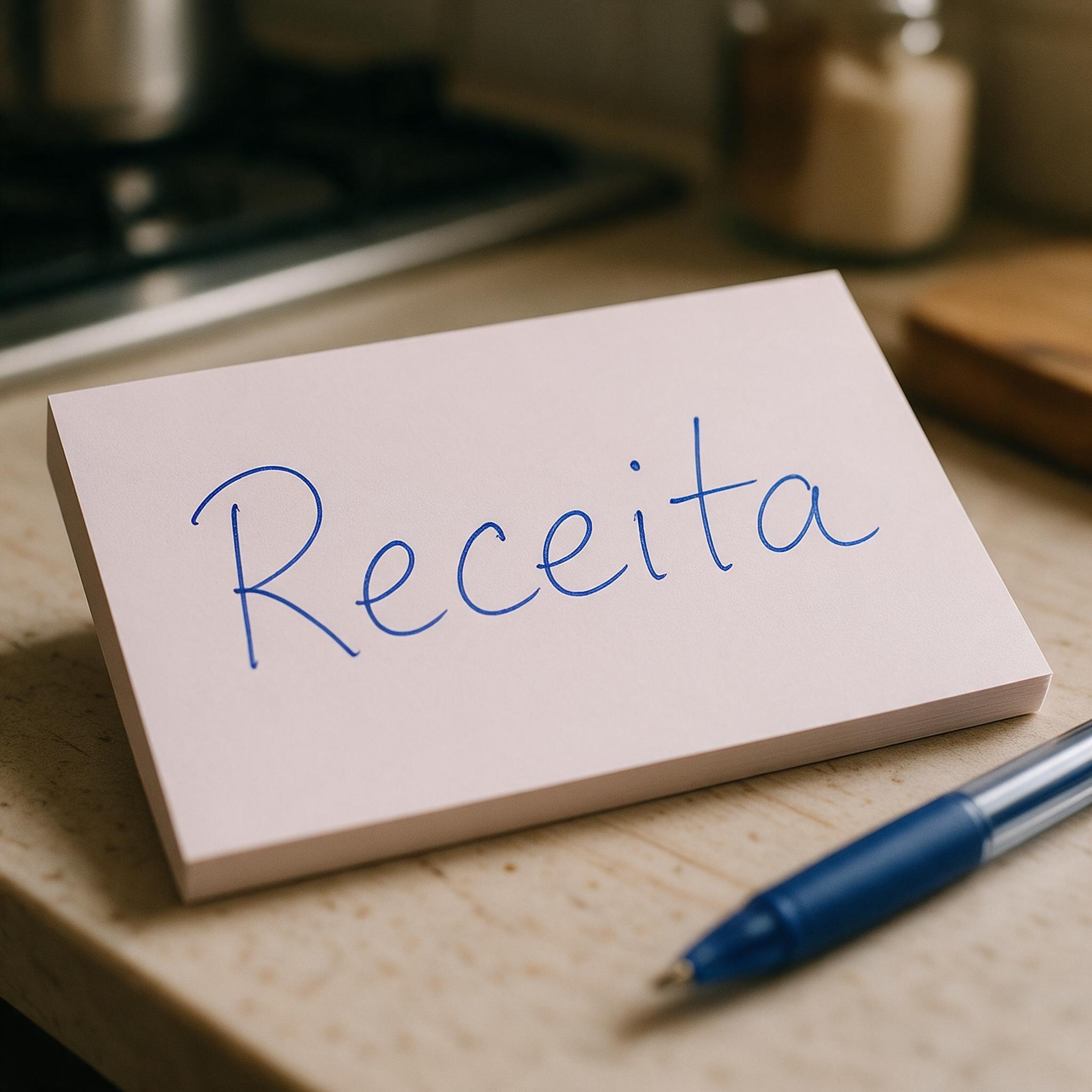 Fonte de IA Letra de mão realista gerada no Seedream: a palavra Receita