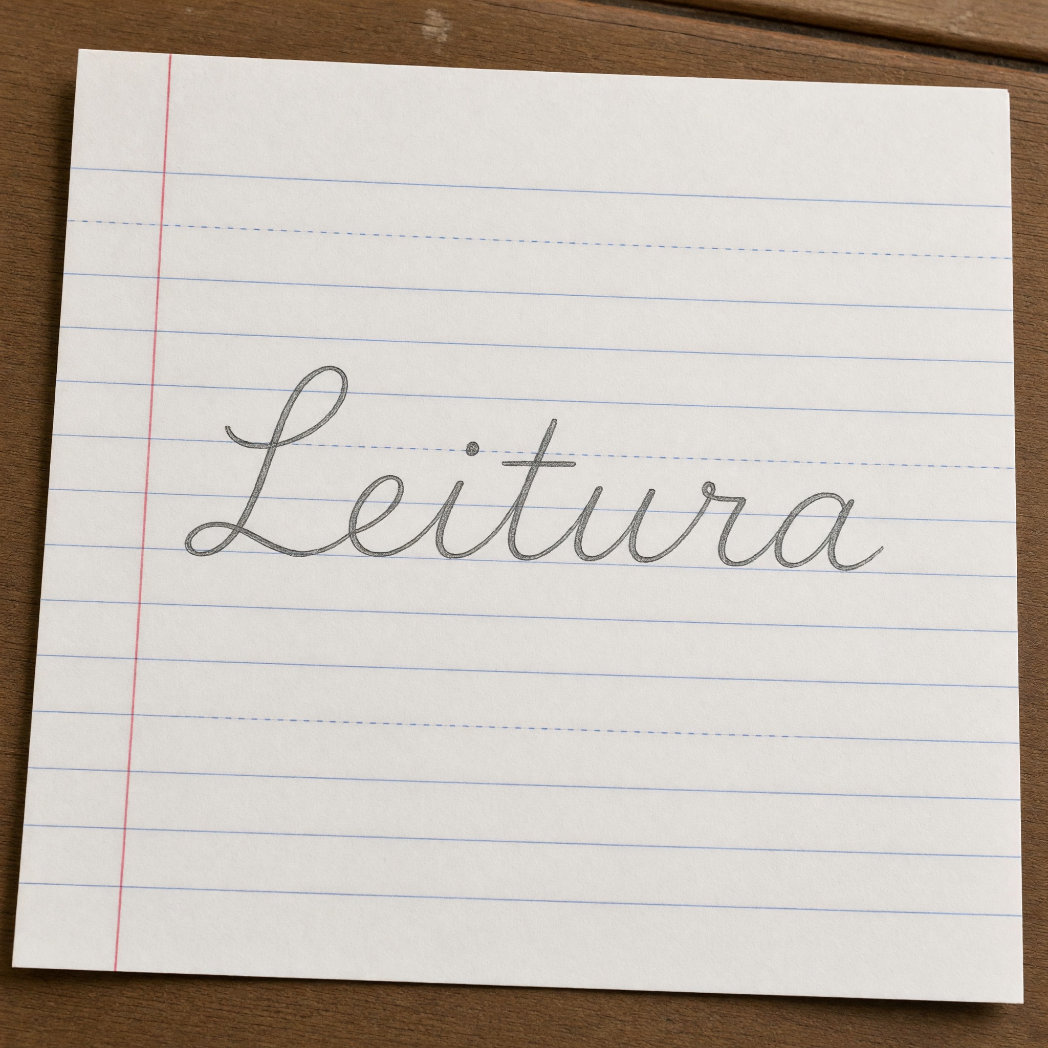 Fonte de IA Letra cursiva escolar gerada no Grok Imagine: a palavra Leitura