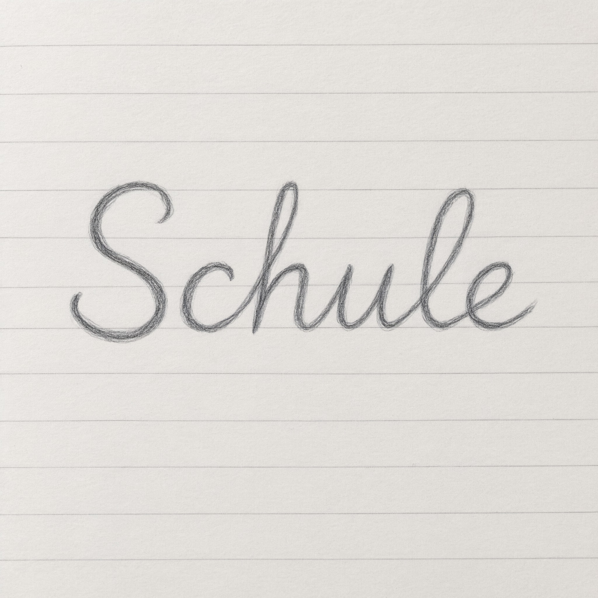 Schulschreibschrift KI-Schrift, erstellt mit Qwen-Image: das Wort Schule