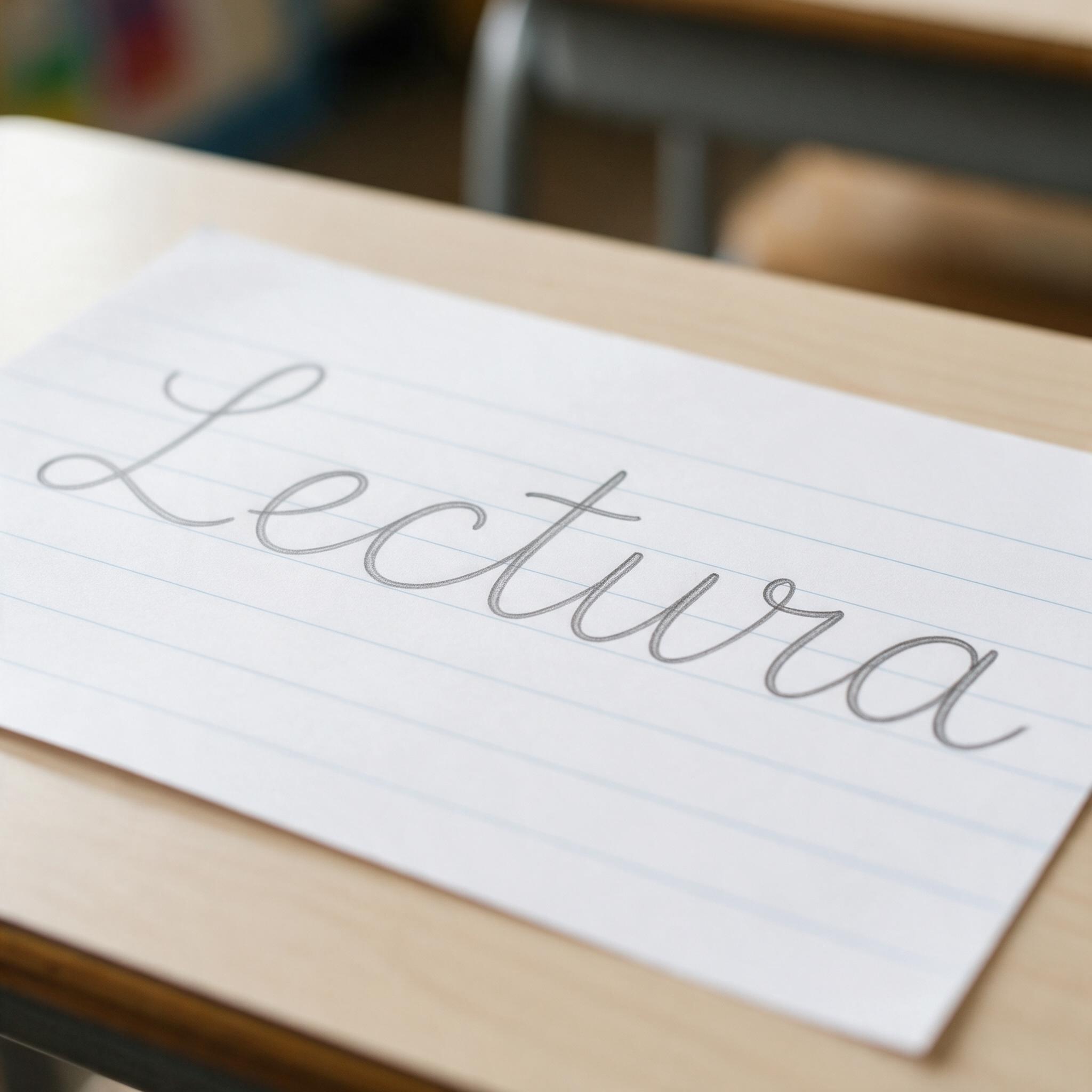 Fuente de IA Letra cursiva escolar generada con Seedream: la palabra Lectura