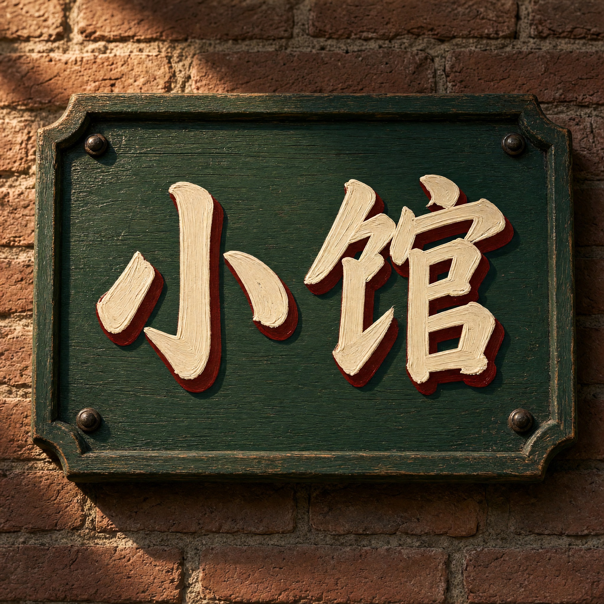 手绘招牌字 AI 字体在 Grok Imagine 上的生成结果：文字 小馆