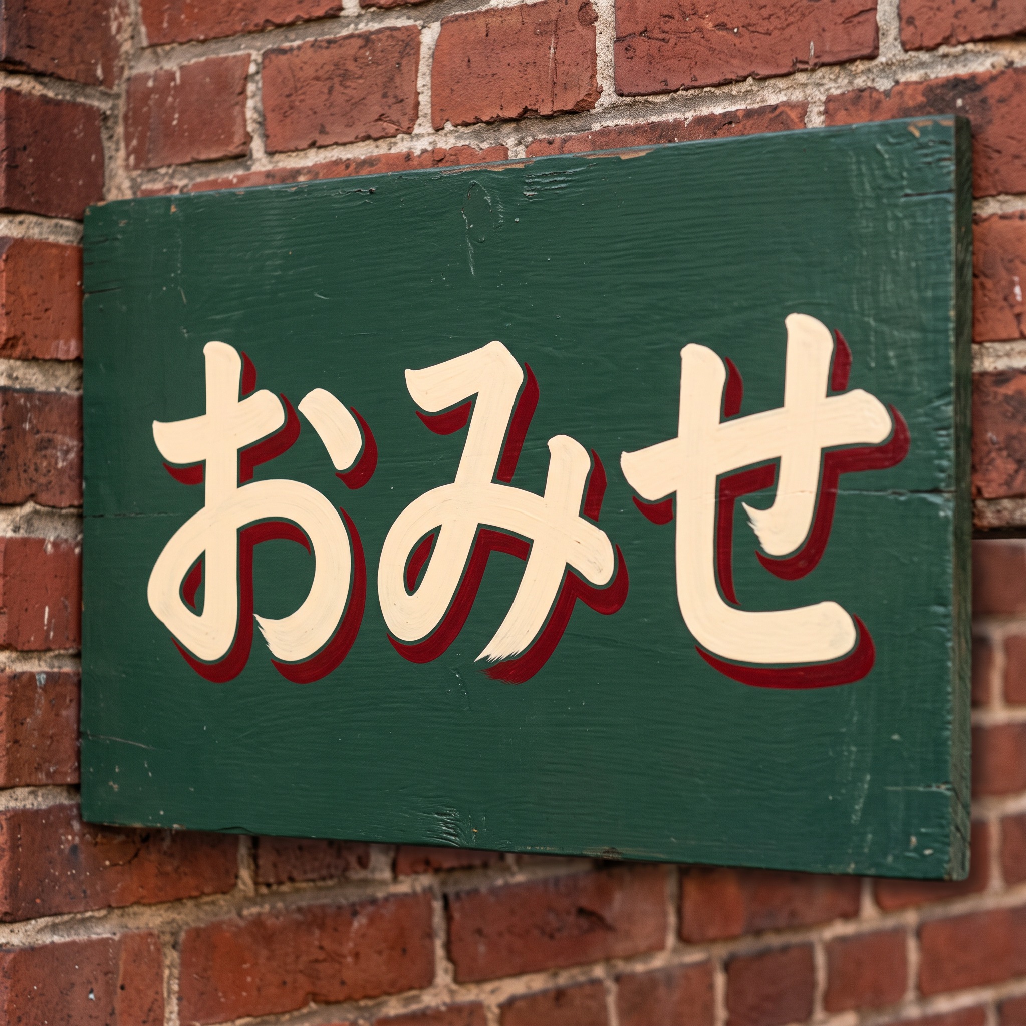 Nano Banana で生成した 手書き看板文字 AIフォント：文字「おみせ」