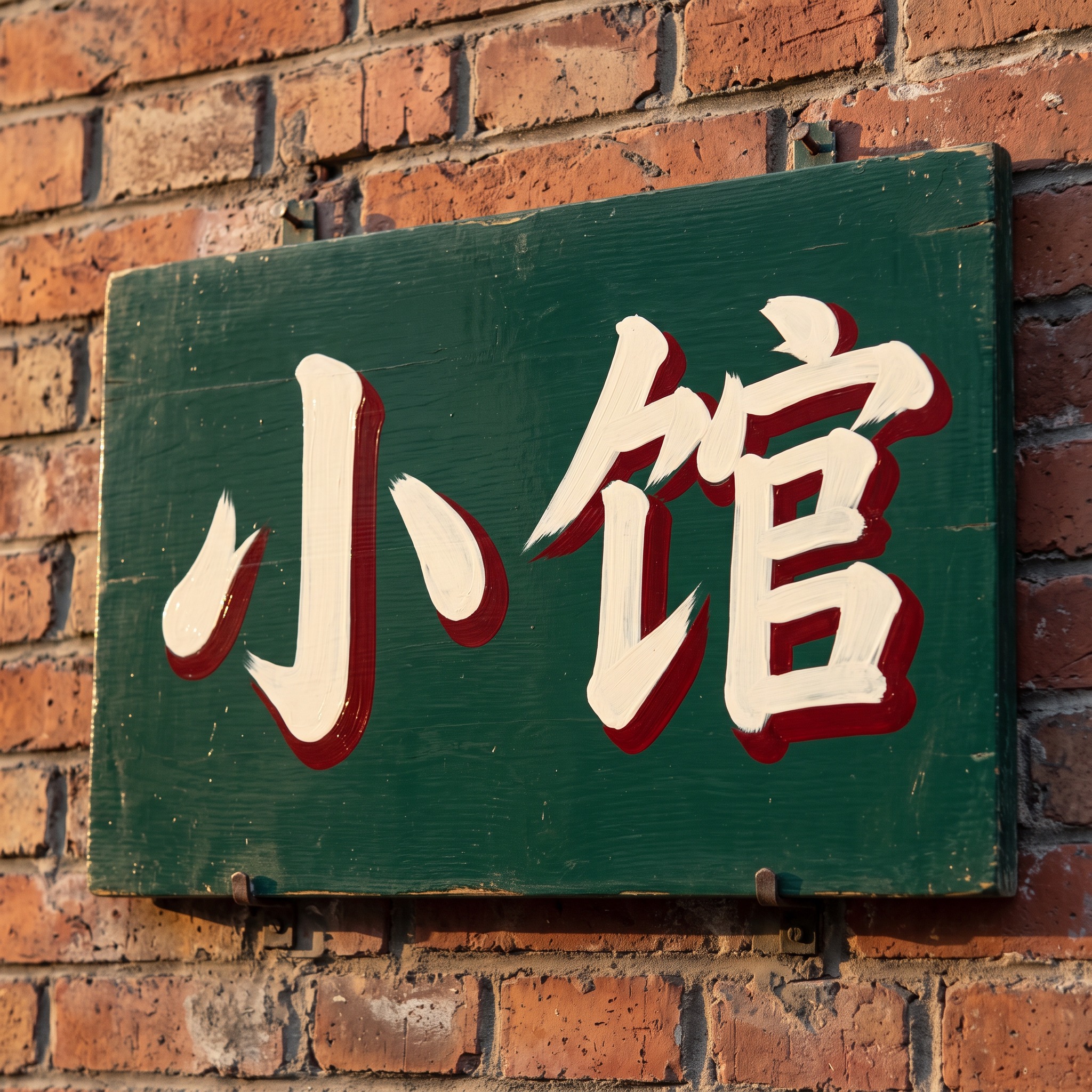 手绘招牌字 AI 字体在 Nano Banana 上的生成结果：文字 小馆