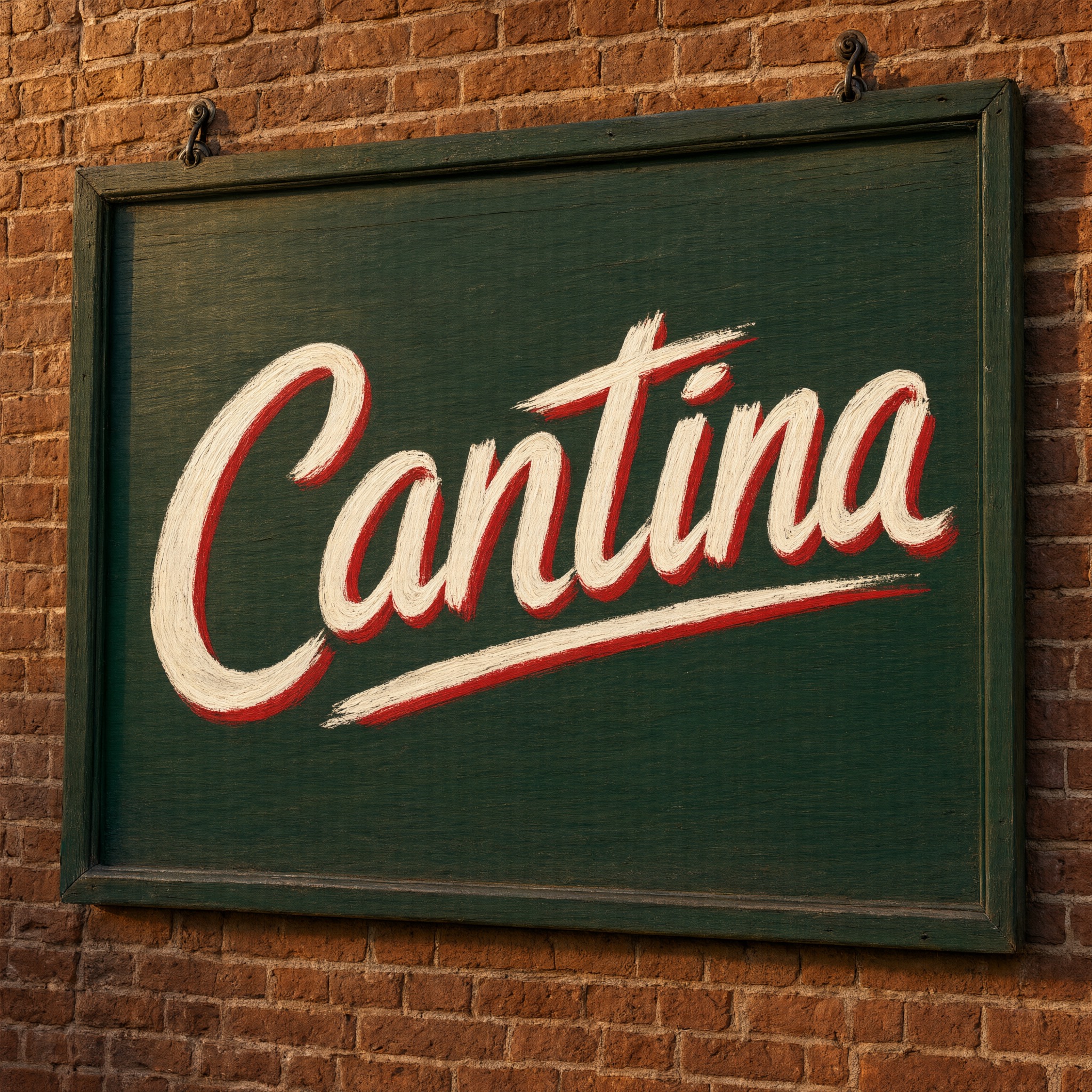 Fuente de IA Rotulación a mano generada con Qwen-Image: la palabra Cantina