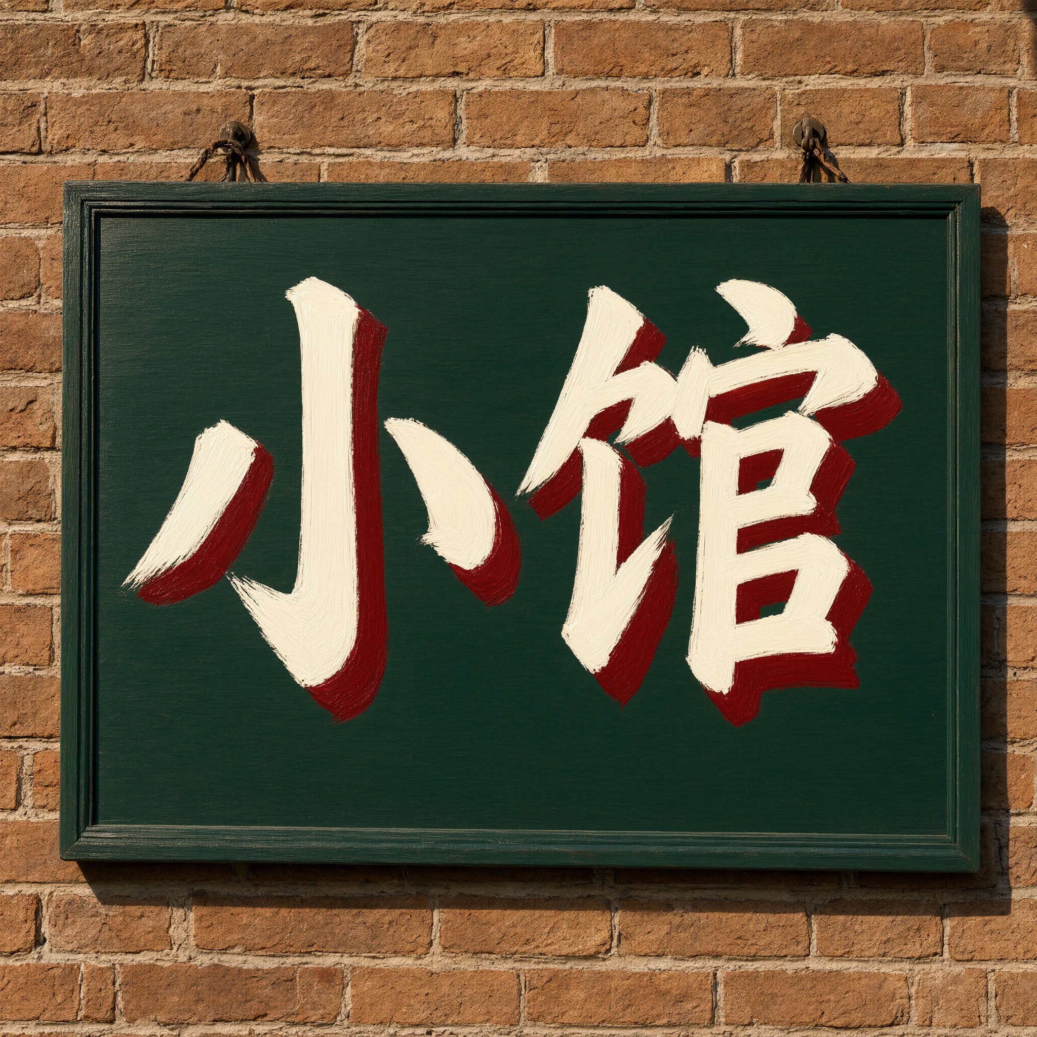 手绘招牌字 AI 字体在 Qwen-Image 上的生成结果：文字 小馆