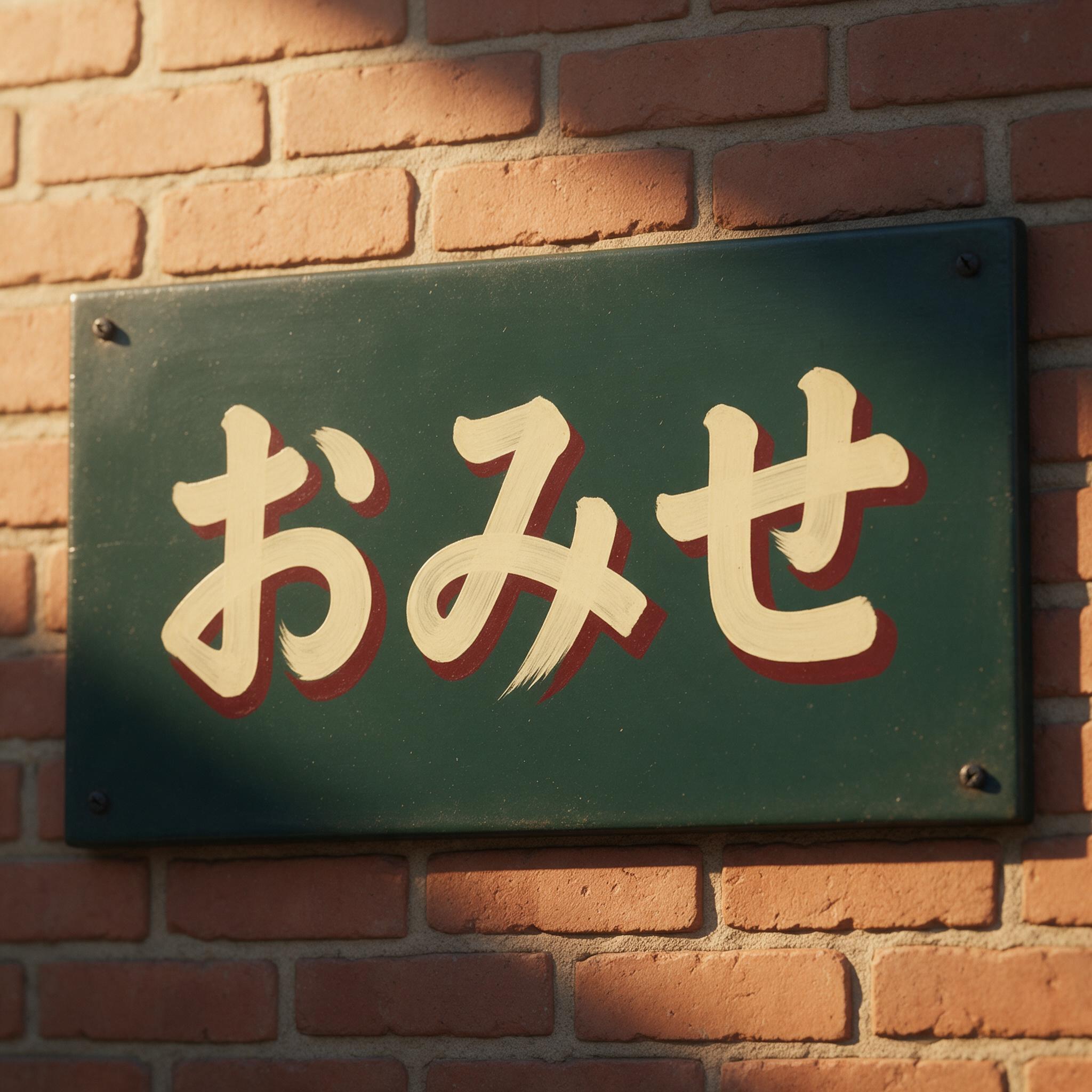 Seedream で生成した 手書き看板文字 AIフォント：文字「おみせ」