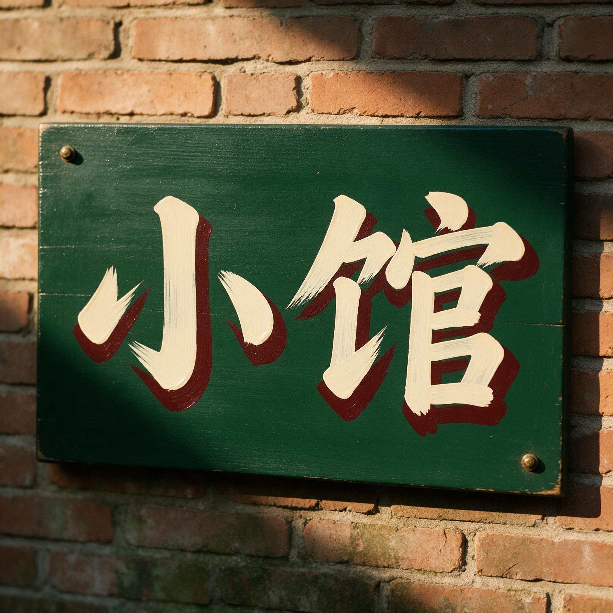 手绘招牌字 AI 字体在 Seedream 上的生成结果：文字 小馆