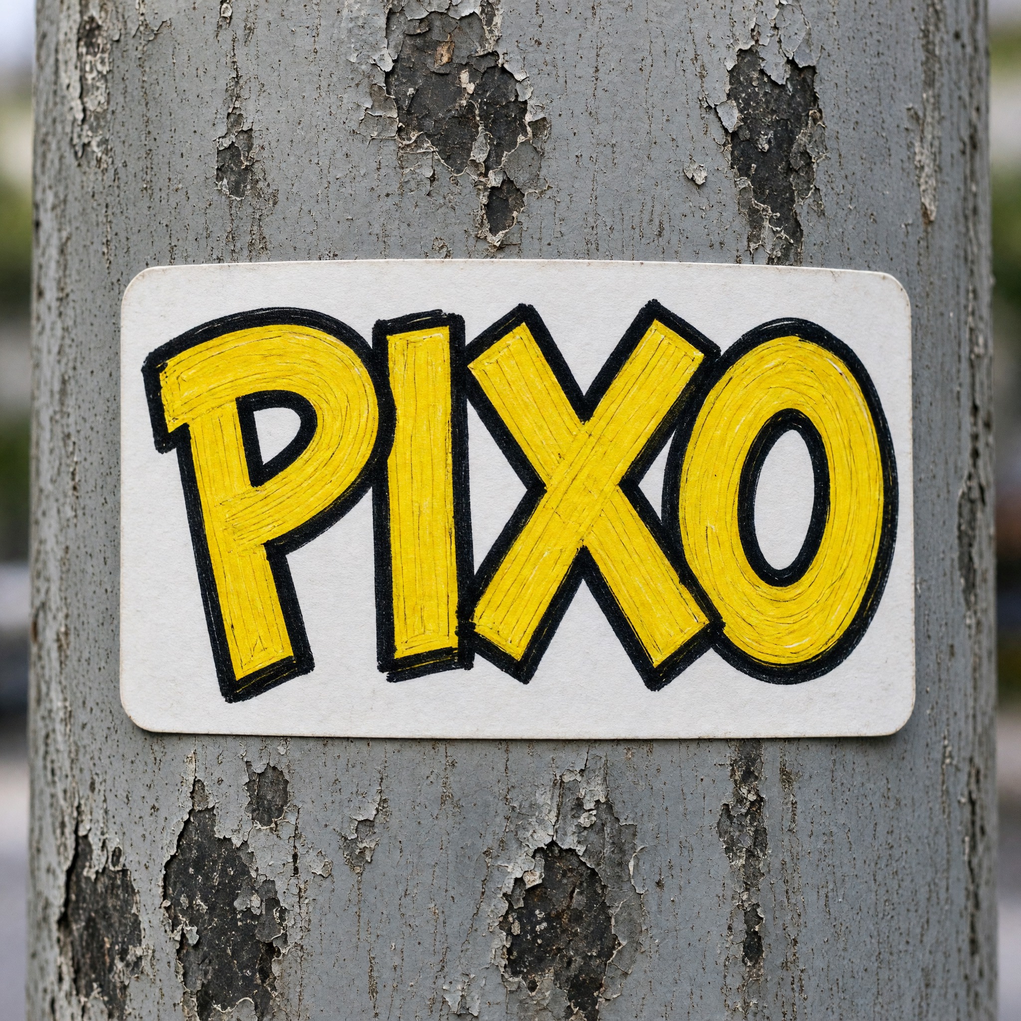 Fonte de IA Adesivo de grafite gerada no Grok Imagine: a palavra PIXO