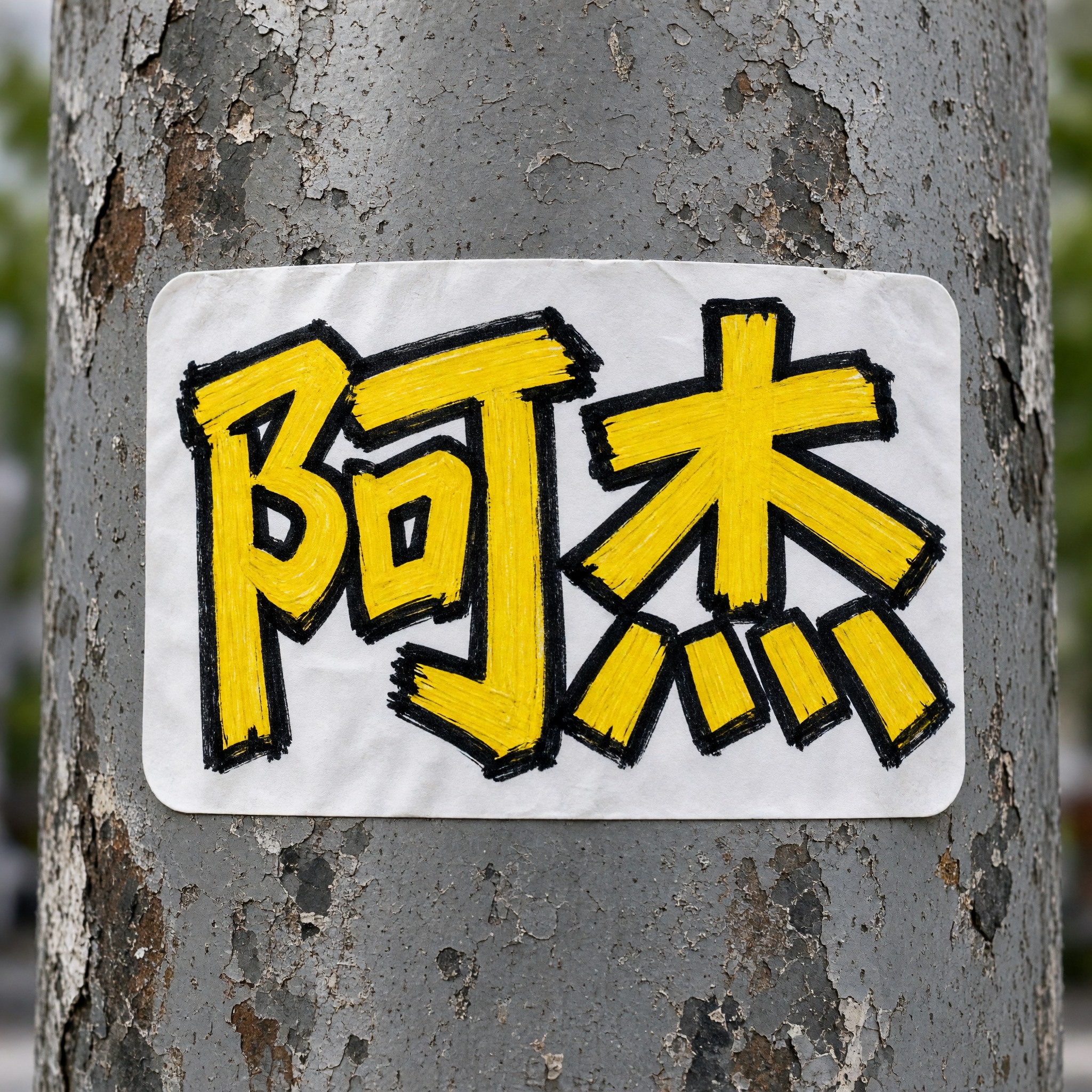 涂鸦贴纸签名 AI 字体在 Grok Imagine 上的生成结果：文字 阿杰