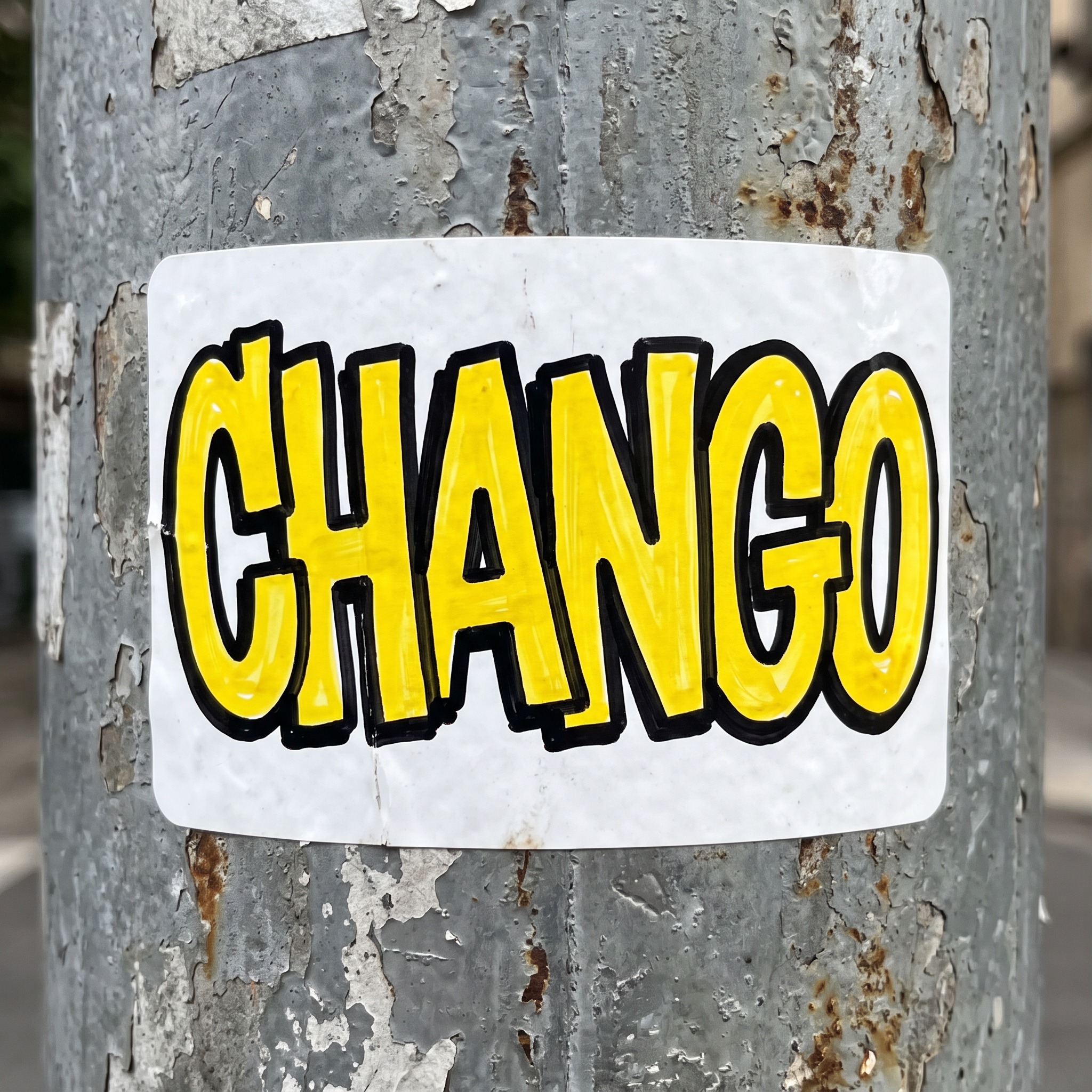 Fuente de IA Sticker de graffiti generada con Nano Banana: la palabra CHANGO