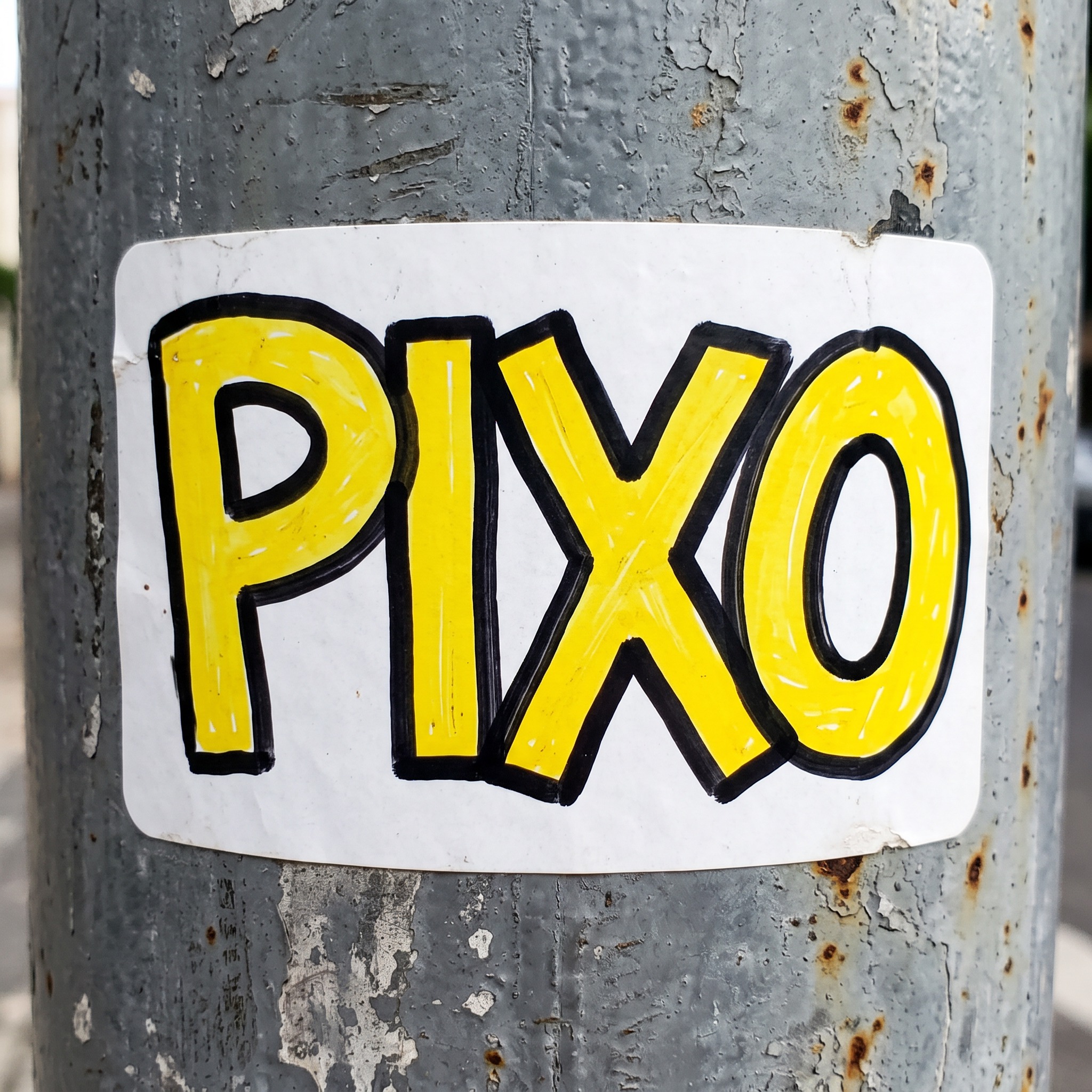 Fonte de IA Adesivo de grafite gerada no Nano Banana: a palavra PIXO