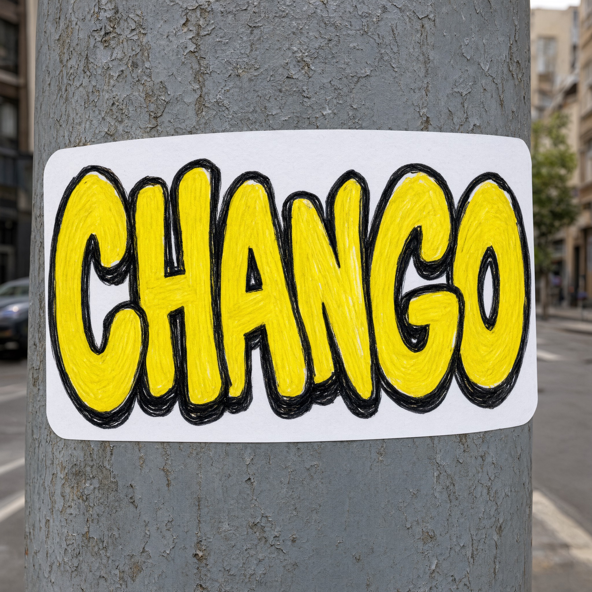 Fuente de IA Sticker de graffiti generada con Qwen-Image: la palabra CHANGO