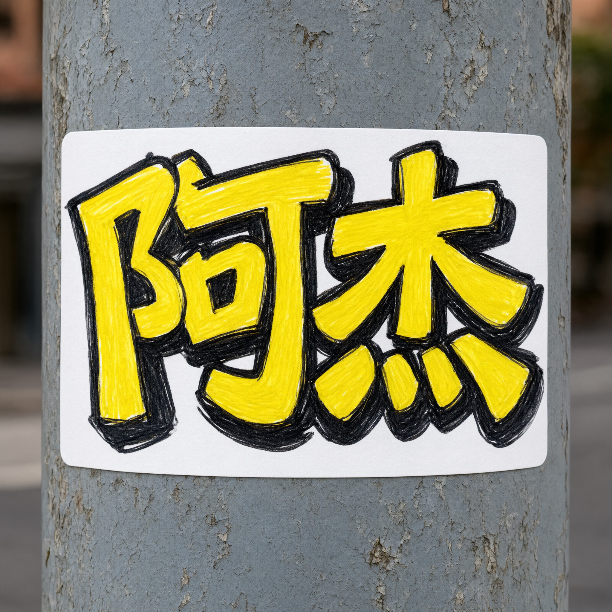 涂鸦贴纸签名 AI 字体在 Qwen-Image 上的生成结果：文字 阿杰