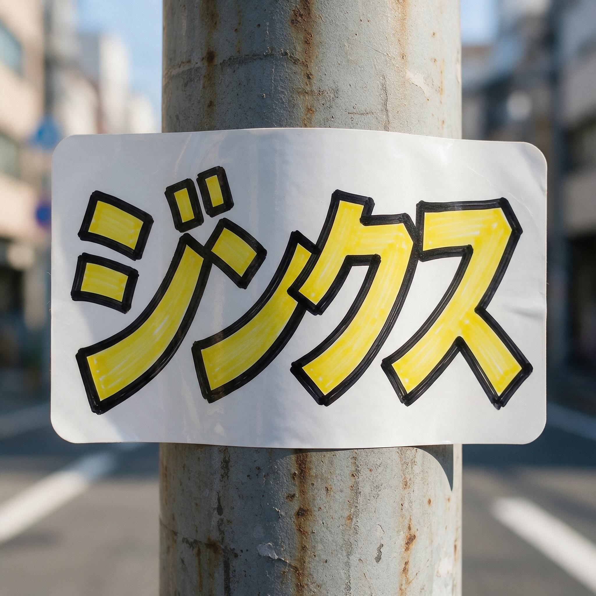 Seedream で生成した グラフィティステッカー AIフォント：文字「ジンクス」