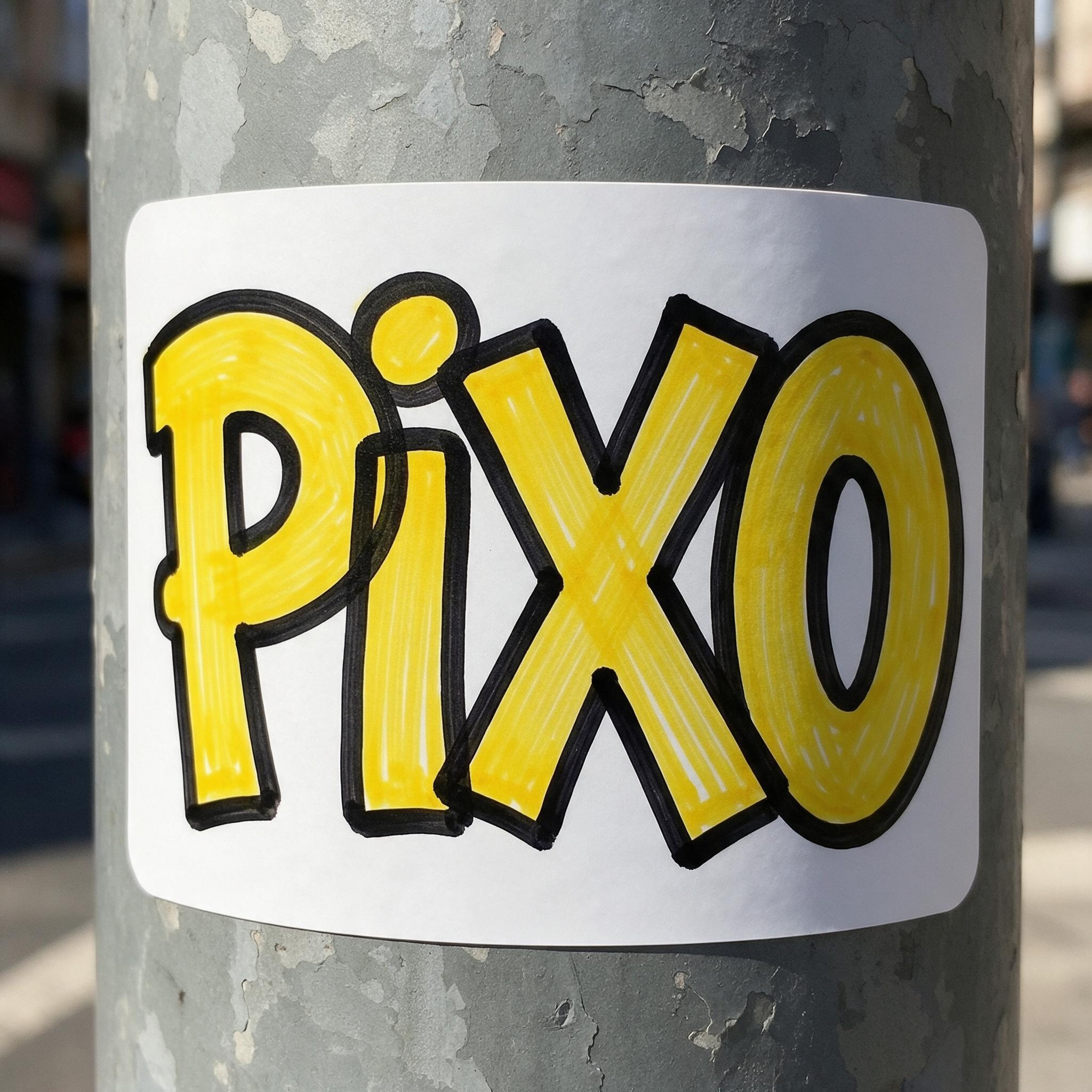 Fonte de IA Adesivo de grafite gerada no Seedream: a palavra PIXO