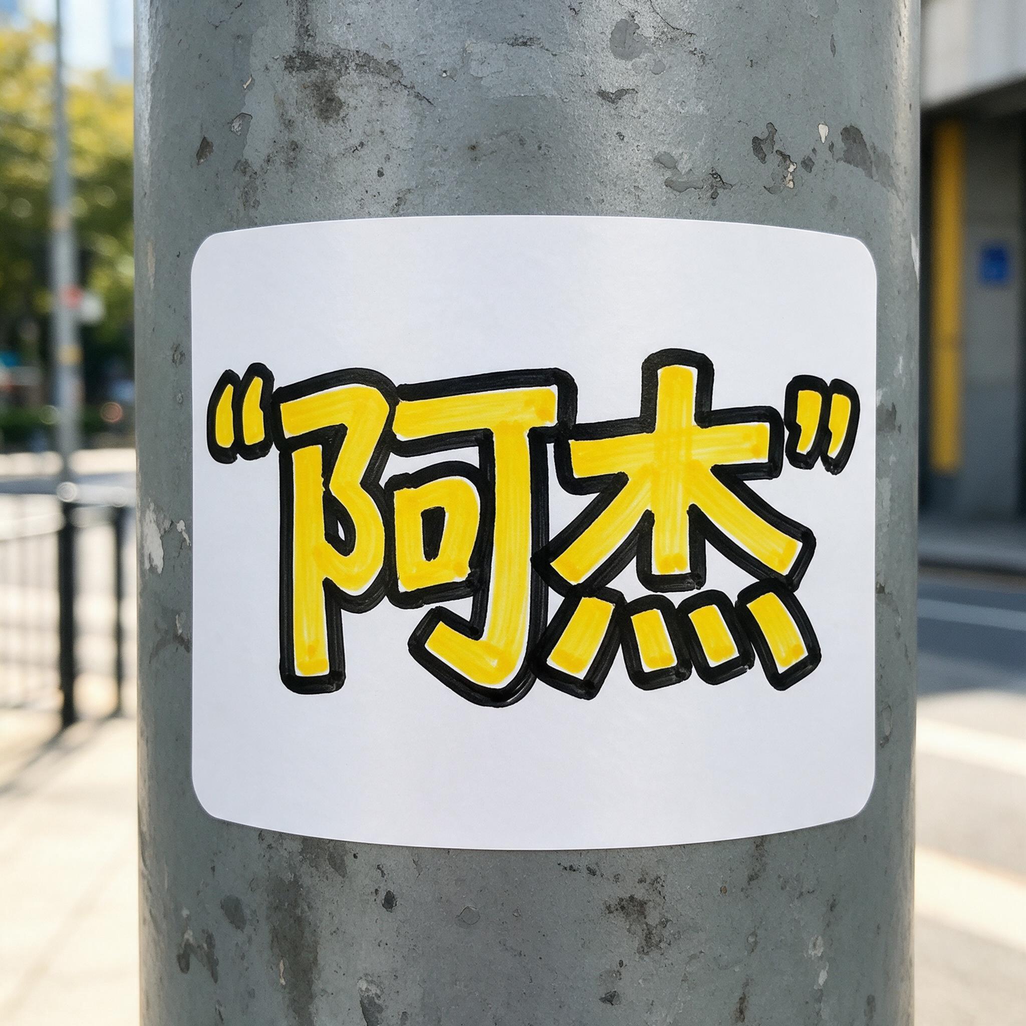涂鸦贴纸签名 AI 字体在 Seedream 上的生成结果：文字 阿杰